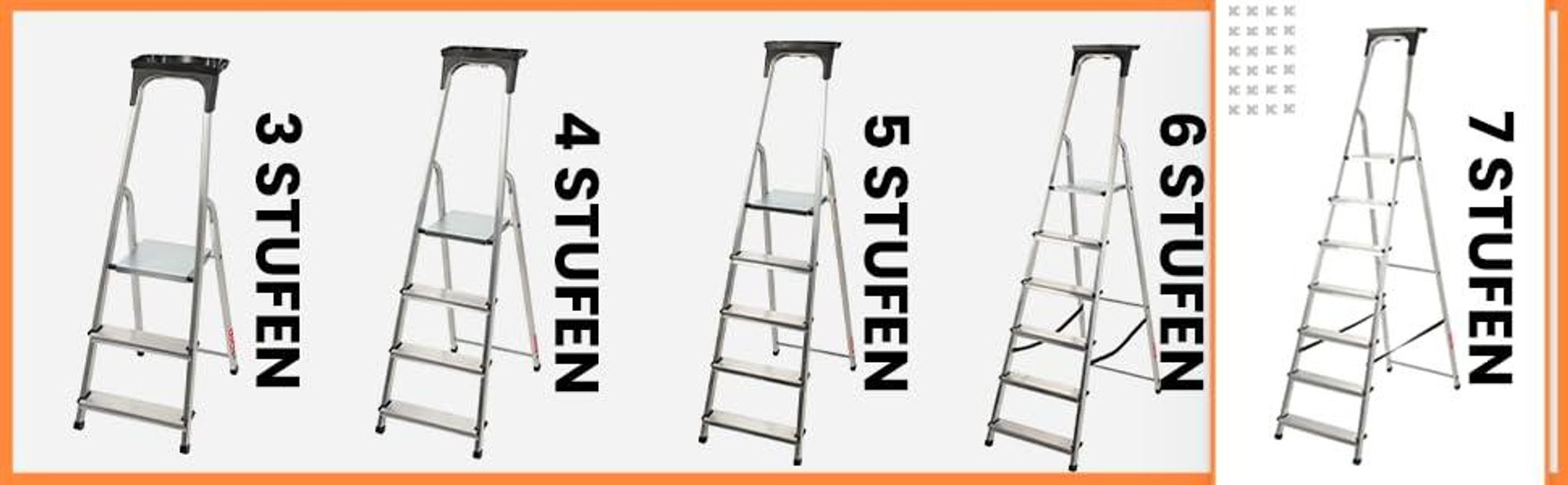 KADAX Aluminiumleiter "Vulvik", Klapptrittleitern, Stehleiter bis zu 125 kg, klappbare Leiter mit Ablage, 7 Stufen