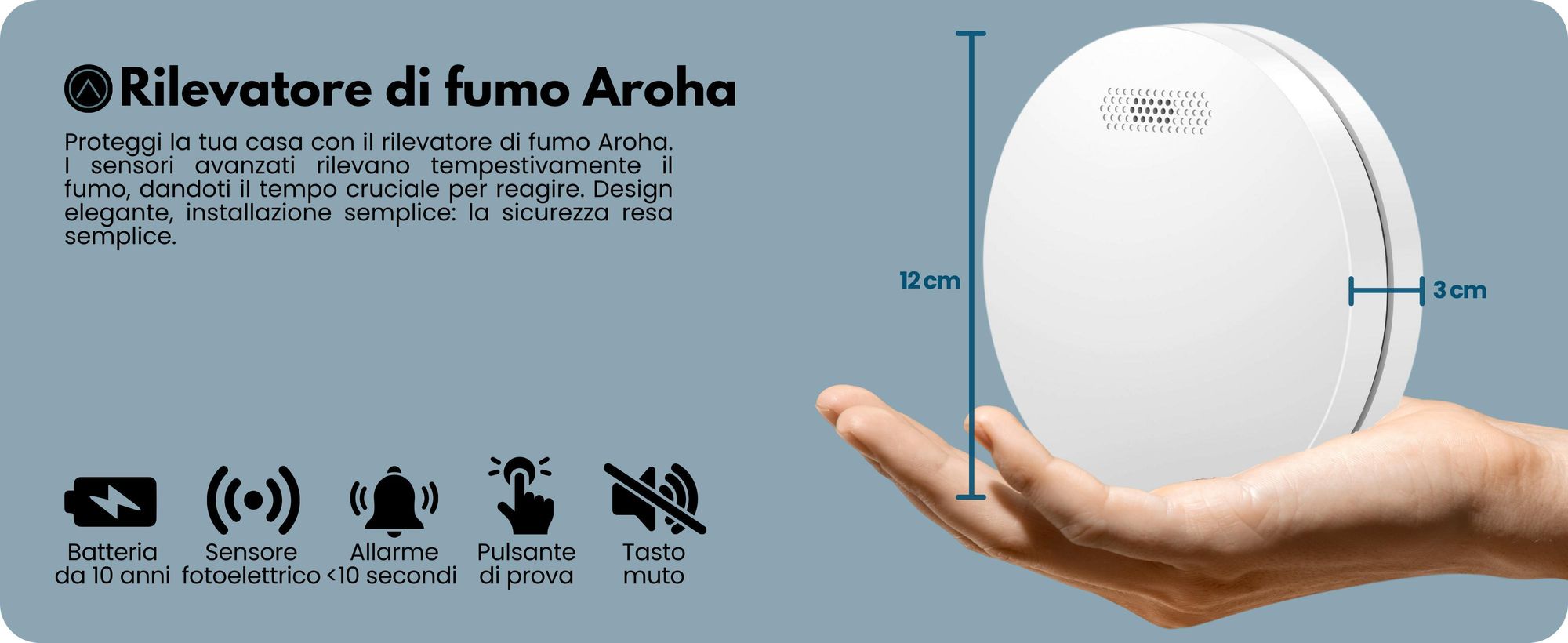 Aroha Smart Connect & Link Rilevatore di Fumo Collegabile e WiFi - Batteria da 10 Anni, Sensore Fumo WiFi Con App Tuya & Smartlife - Allarme Anticendio - 3 pezzi