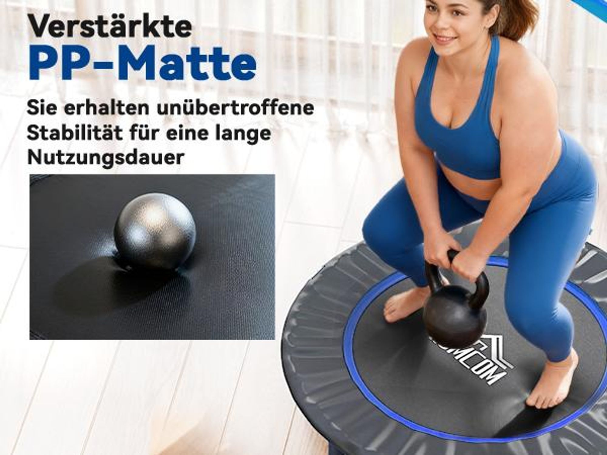 HOMCOM 102cm Faltbares Fitness-Rebounder Fitness-Trampolin mit Haltegriff