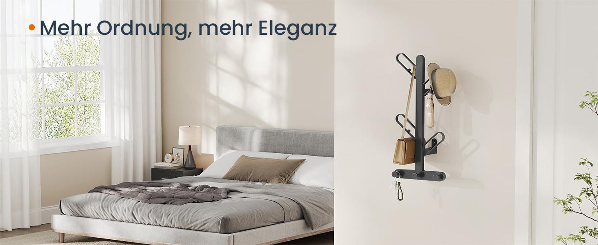 SONGMICS HOME Wandgarderobe 2er Set, Garderobe in Baum-Form, 7 Haken, für Kleidung