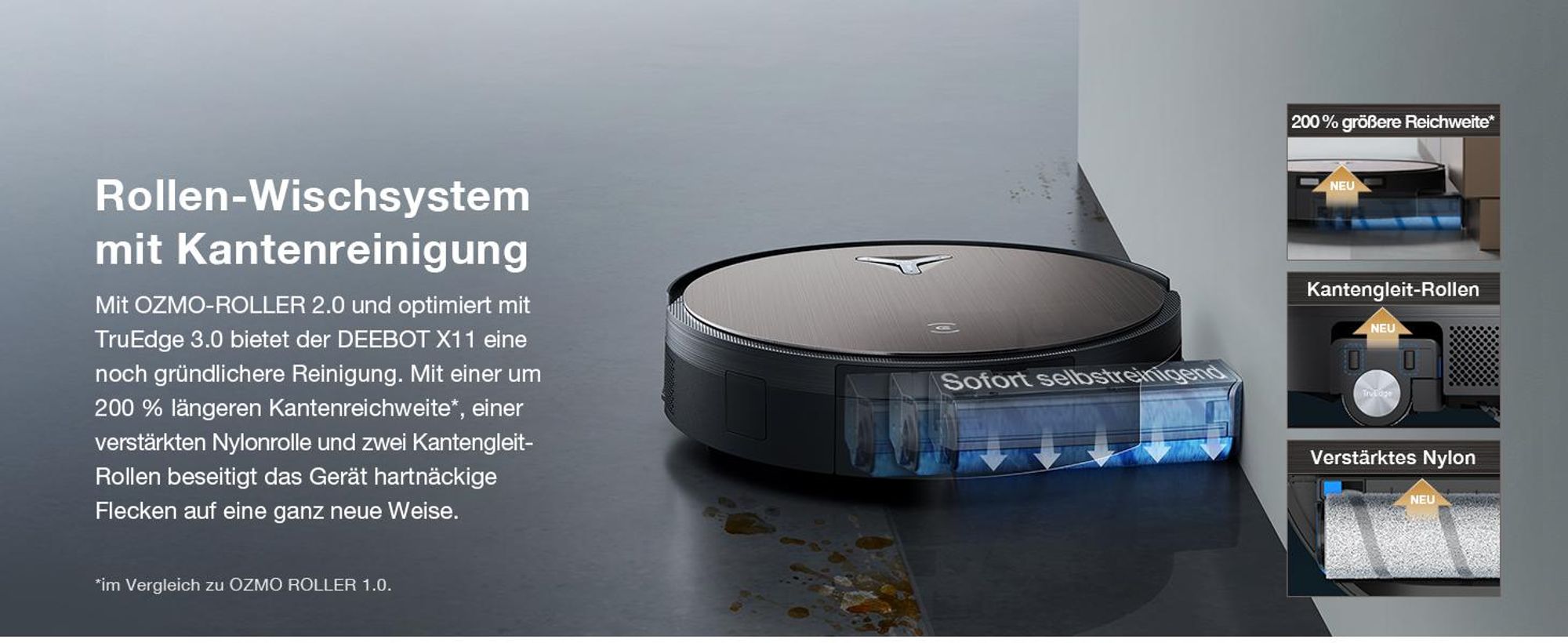 ECOVACS DEEBOT X11 OMNICYCLONE Staubsauger Roboter mit Wischfunktion, Blast + 19.500 Pa, ultraschnelles Akkuladen, PureCyclone 2.0 Auto-Entleerung
