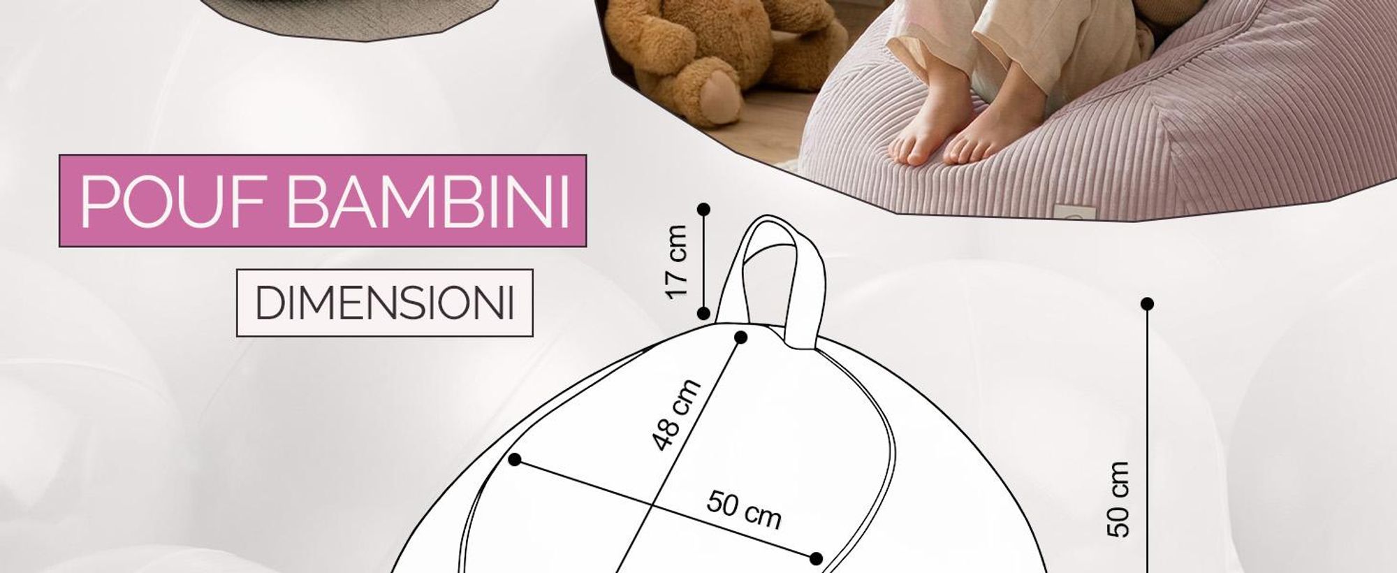 MISIOO Copripouf per bambini per peluche – Contenitore per giocattoli e pouf tutto in uno – Tessuto in velluto a coste, lavabile, con cerniera