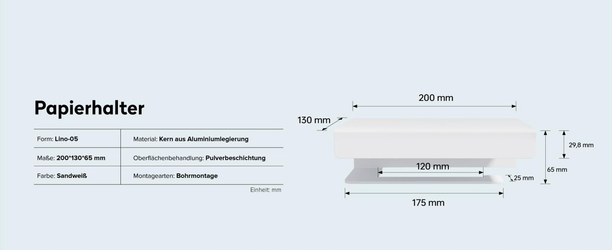 doporro Toilettenpapierhalter mit Ablage, Klopapierhalter aus Aluminiumlegierung zur Wandmontage,Klorollenhalter für Badezimmer Sandweiß Lino-05