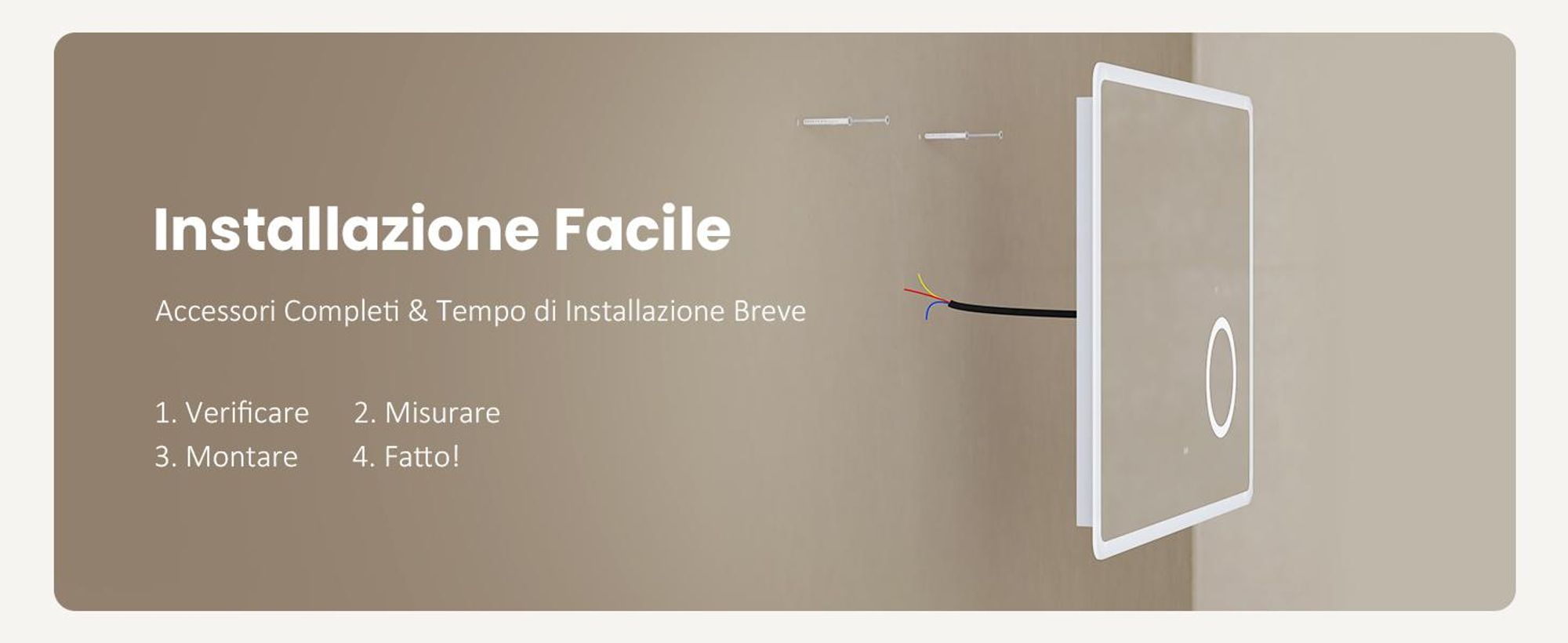 EMKE Specchio da bagno con ingrandimento 3X Interruttore a sfioramento 3 colori di luce Dimmerabile Antiappannamento 80X60cm