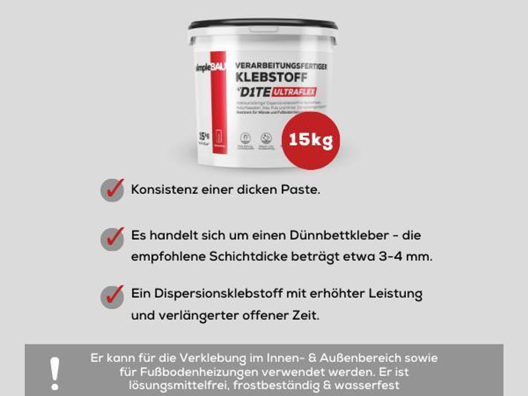 SimpleBau Fertigfliesenkleber Universal Kleber für Gipskartonplatten, 7kg