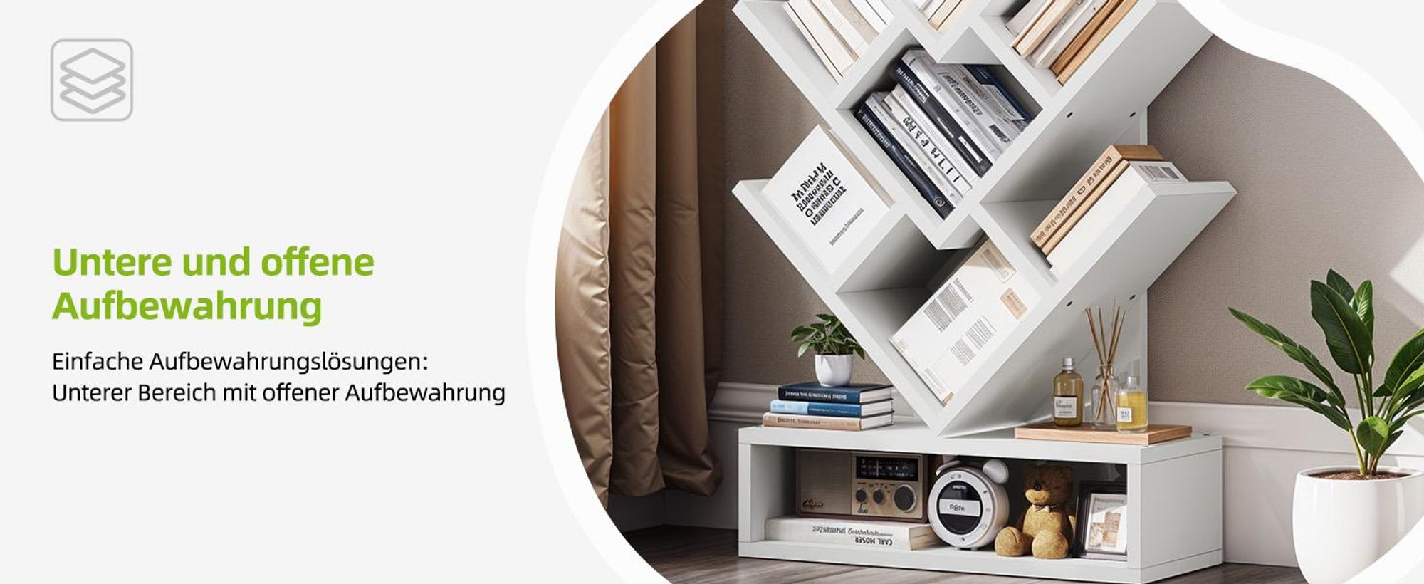 YITAHOME Bücherregal, Boden Stehendes Bücherregal mit Schubladen, Lagerregal für Wohnzimmer, 101 × 22 × 57 cm