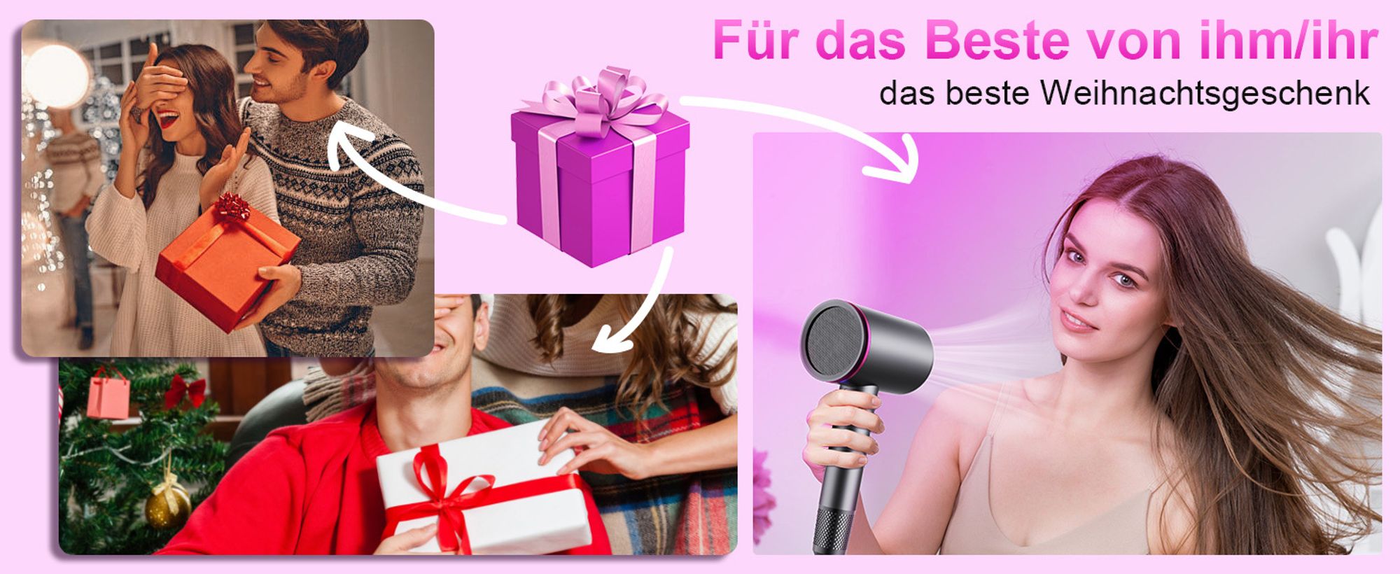 Föhn, Haartrockner 2400 W, Haartrockner Ionen mit Diffusor, schnell trocknend, geräuscharm, warm/kaltem Knopf, 2 Geschwindigkeiten
