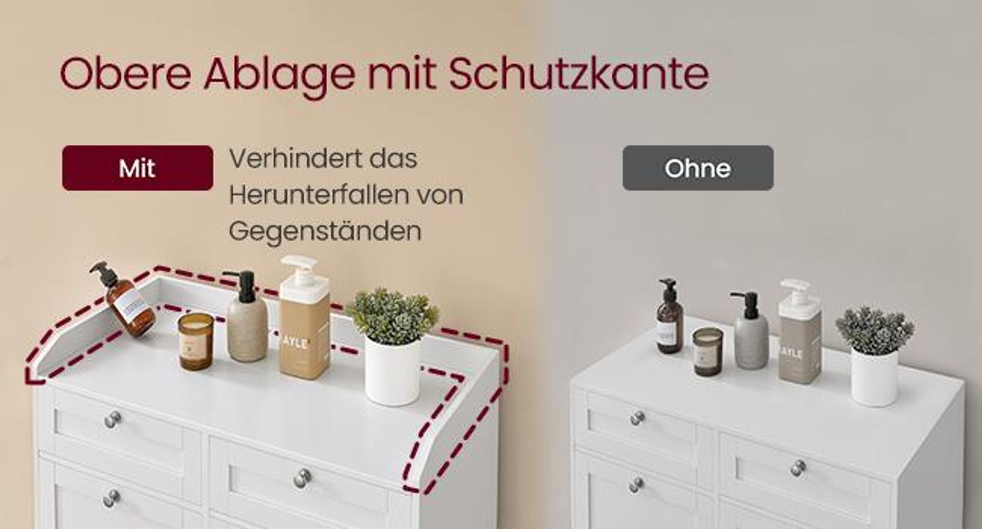 VASAGLE Badschrank mit Wäschekörbe, Wäscheschrank, Badezimmerschrank mit 2 Schubladen und 2 Wäscheboxen, herausnehmbare Innentaschen mit Griffen