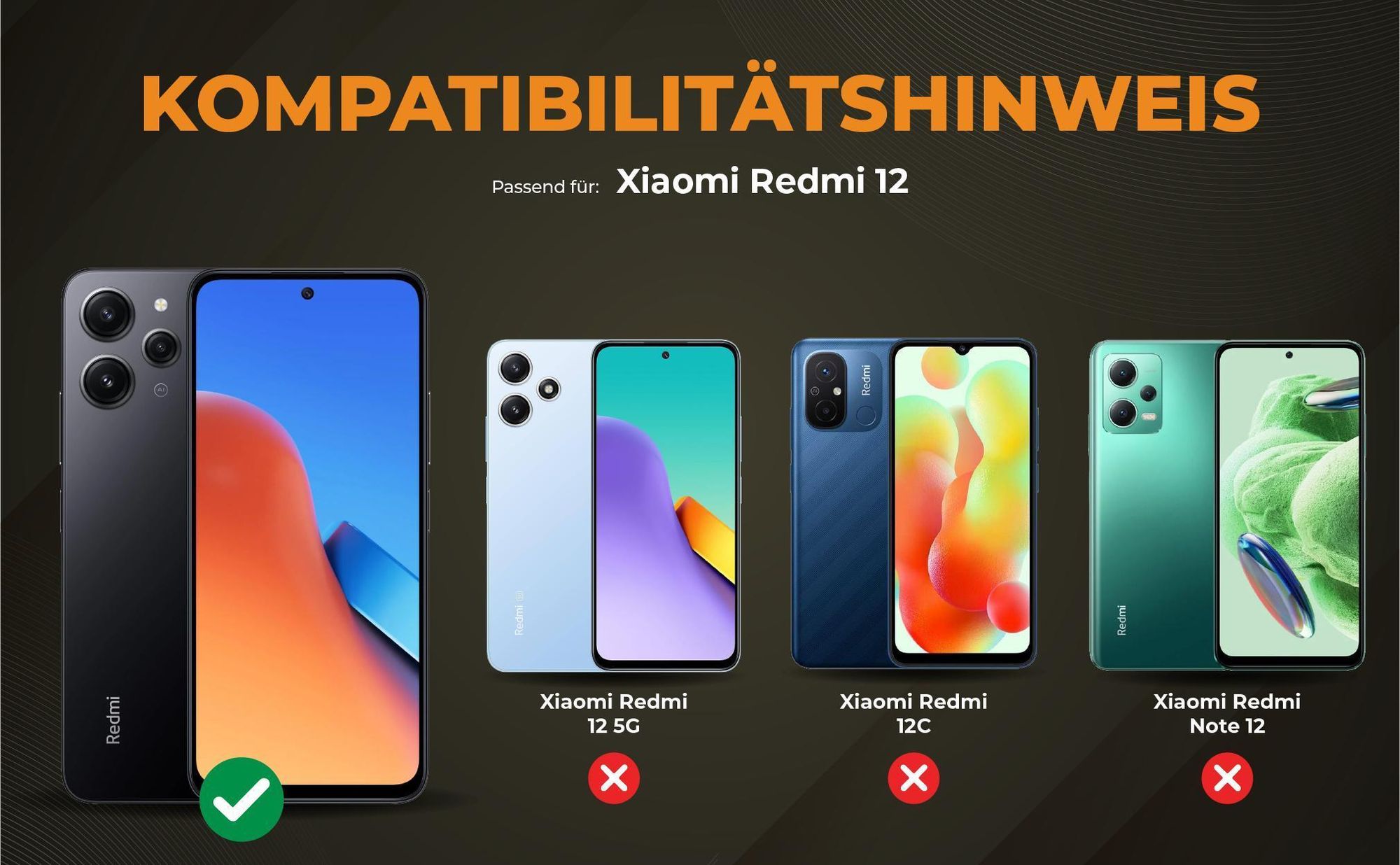 Kompatibilitätshinweise Hülle für Xiaomi Redmi 12