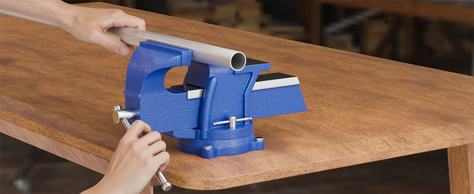 Wiltec Schraubstock Heavy Duty 125 mm Klemmbacke, Spannwerkzeug mit Amboss für schwere Beanspruchung für Werkbank