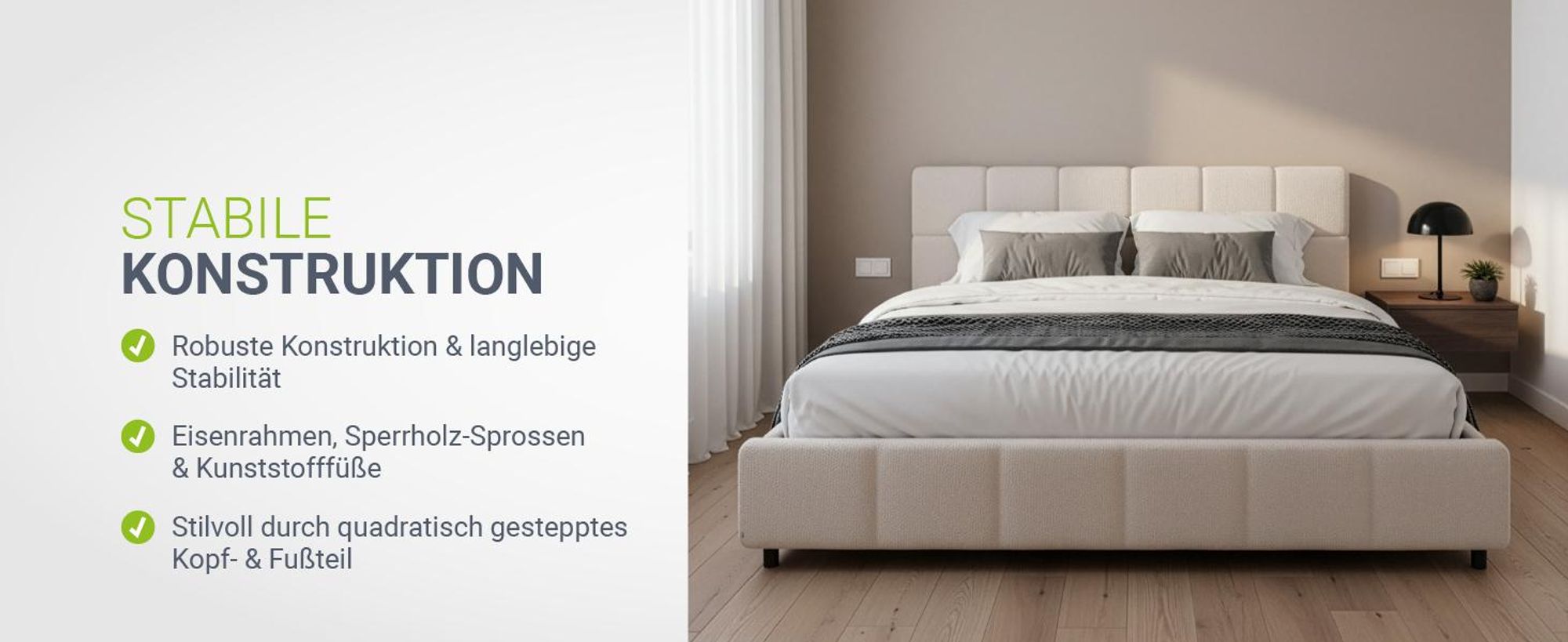 Juskys Polsterbett Florenz 180 x 200 cm, Bouclé, Bubble Design & modern – Creme