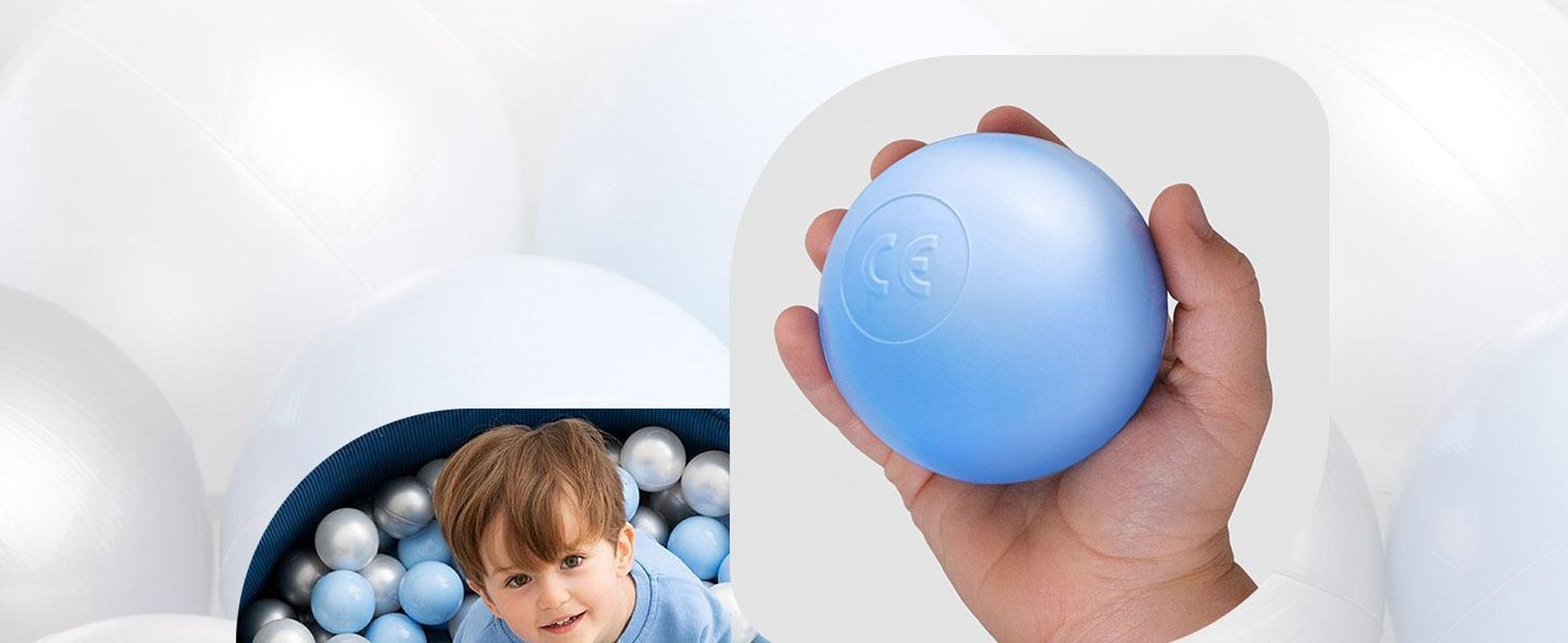 MISIOO loptičky do kúpeľa 300 ks - loptičky do kúpeľa - loptičky Ø 6 cm - plastové loptičky zo 100% LDPE - hračka pre deti - svetlomodré/korálky/strieborné