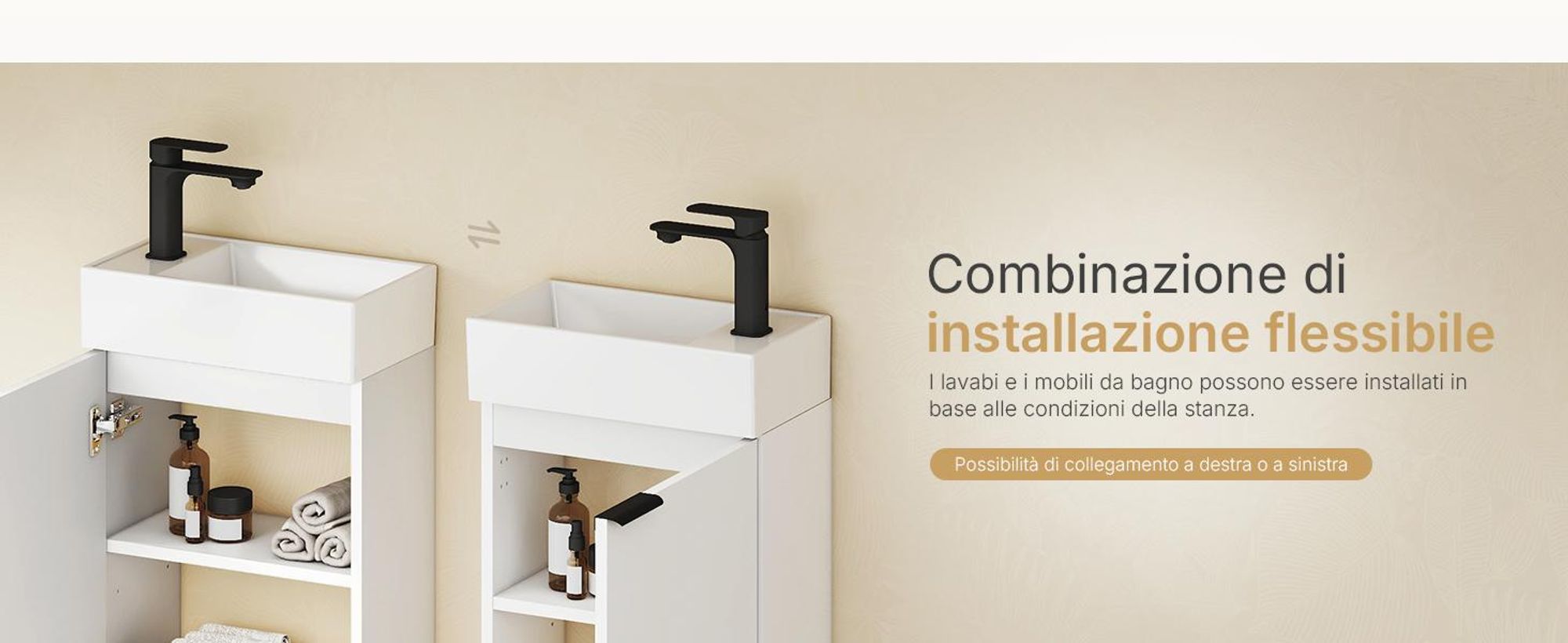 Set lavabo EMKE Mobiletto con lavabo in ceramica 417×240×646 mm sospeso, soft-close , bianco