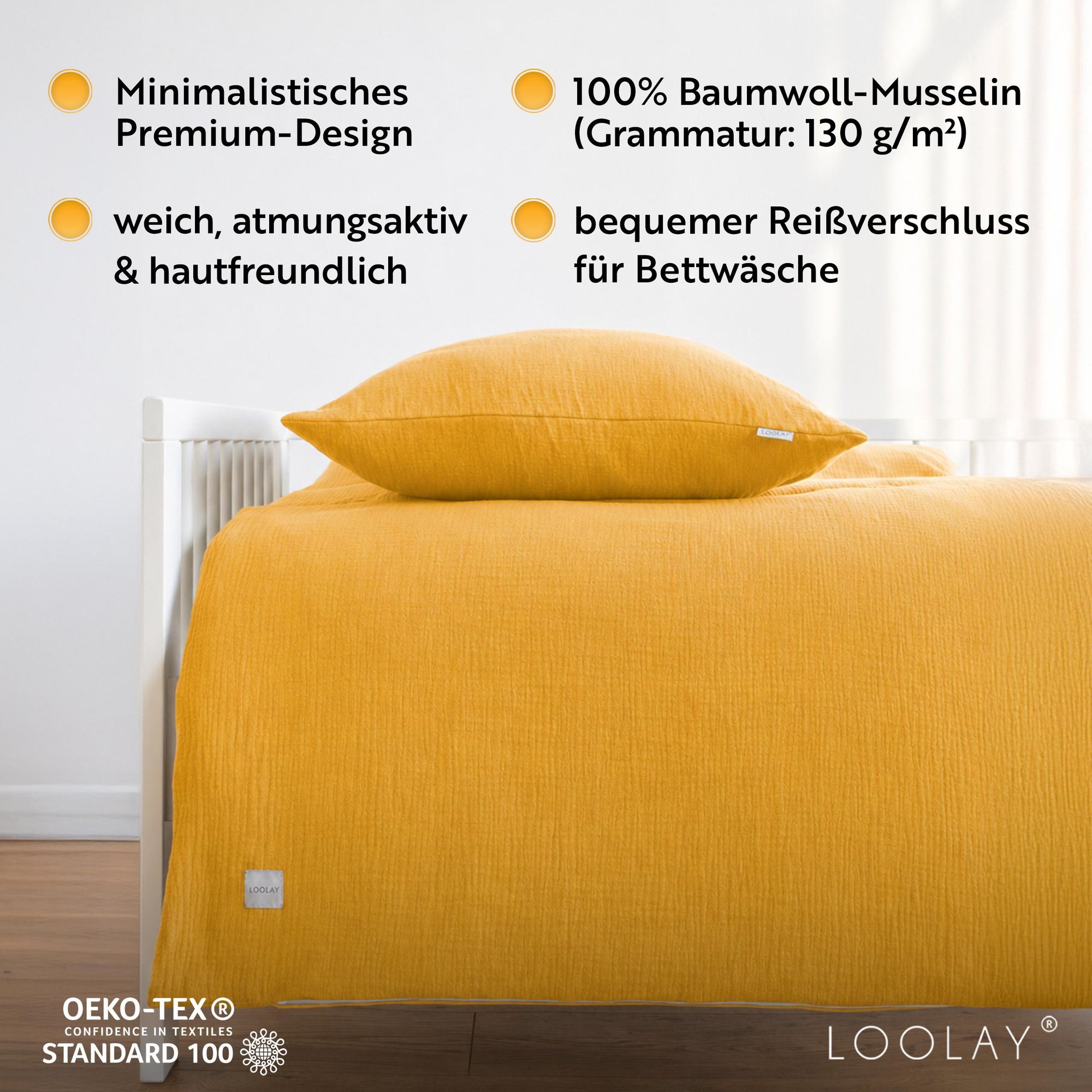 Musselin Bettwäsche Baby Kinder Jugend LOOLAY
