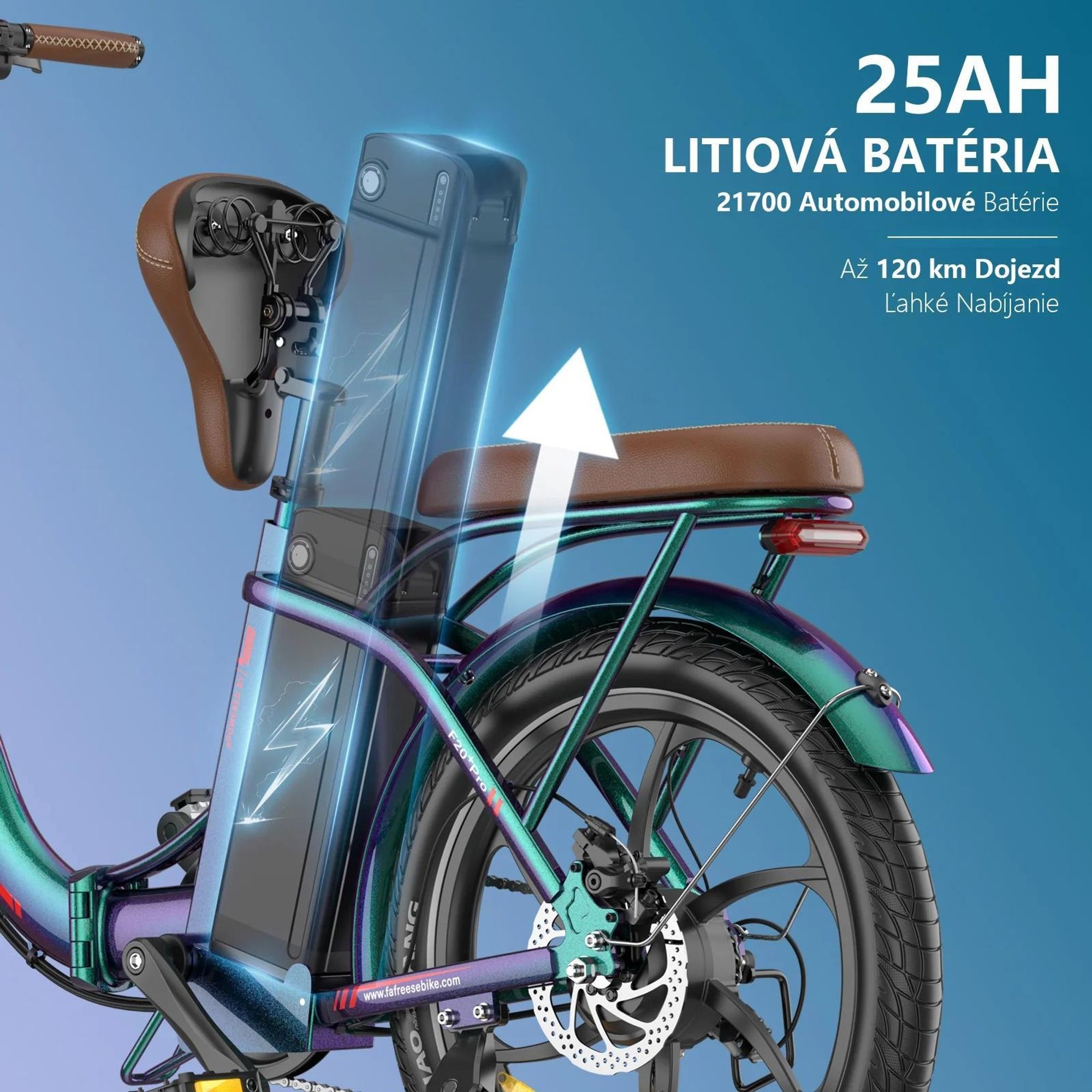 E-bike FAFREES F20+ Pro - Motor 250W Batéria 36V25Ah Pneumatiky 20" Mechanická Kotúčová Brzdy - Oslnivá Modrá