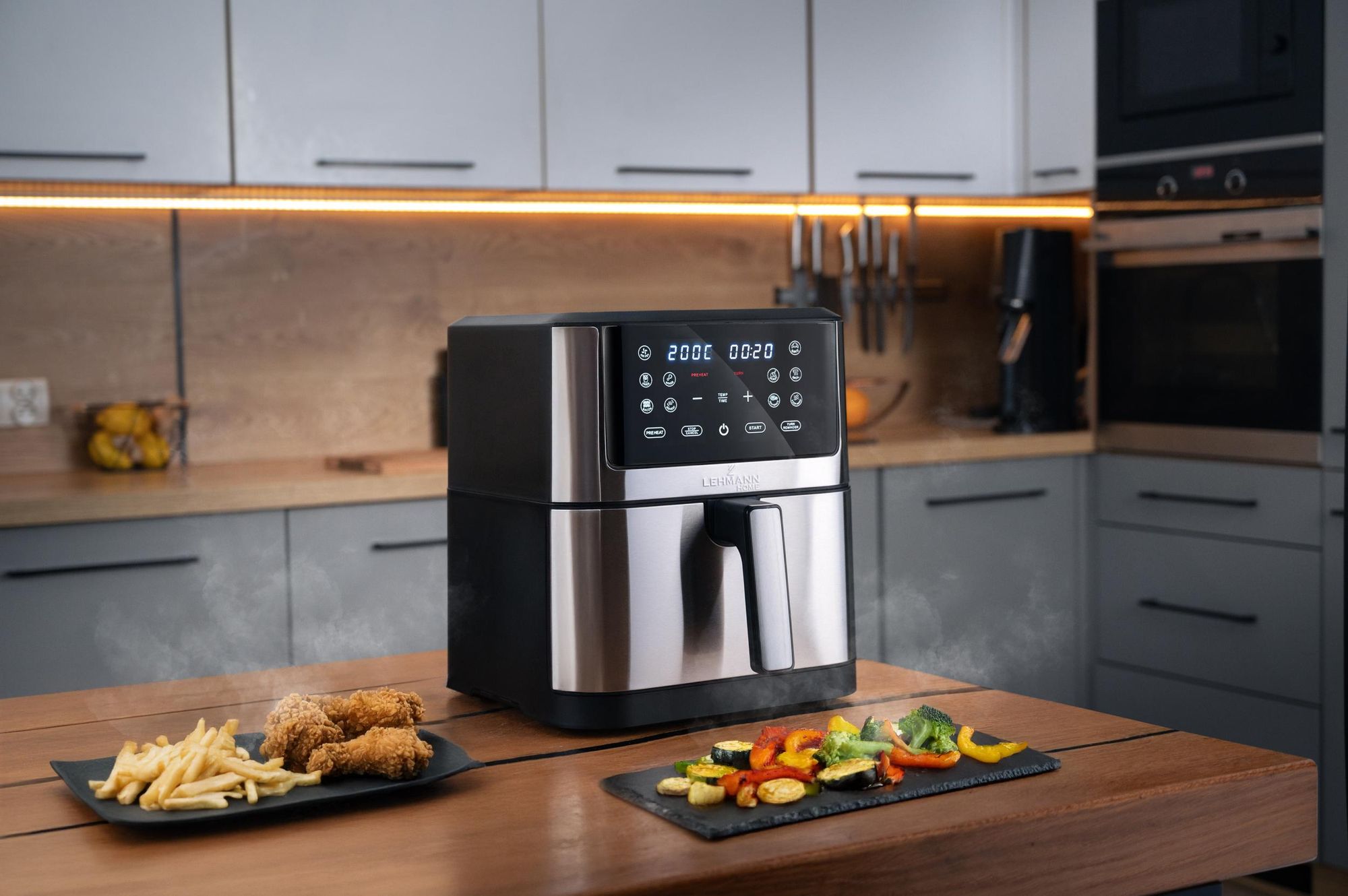 Frytkownica beztłuszczowa LEHMANN FRESCO 8l, frytownica 1800W,Air fryer, panel dotykowy LED, timer, brytkownica bez okienka, nieprzywierająca