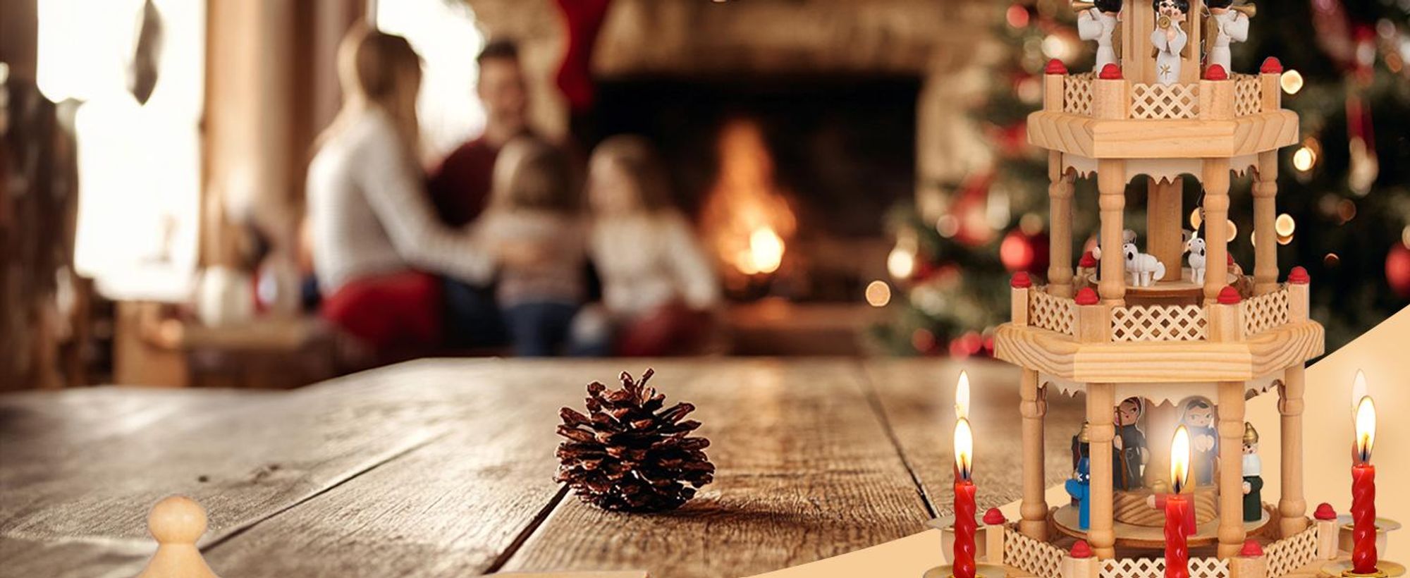 CASARIA Weihnachtspyramide aus Echtholz 3 Etagen