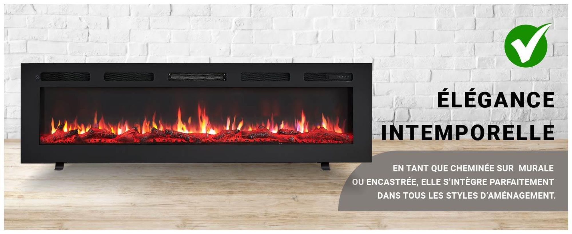 Cheminée électrique BALDERIA Leif 60 - 2 en 1 - noir