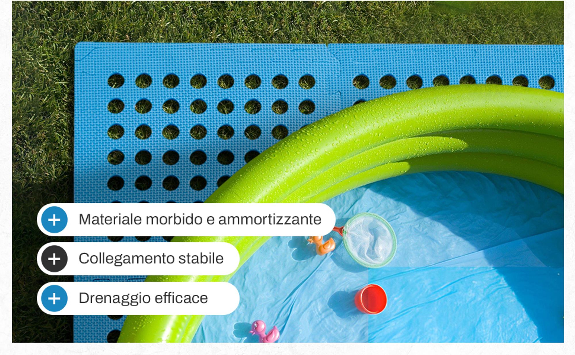 Meisterhome 72 pezzi Tappetino protettivo per pavimenti Tappetino per piscina Tappetino protettivo per pavimenti - 40 x 40 x 1 cm - Vasca idromassaggio, piscina per bambini – Blu