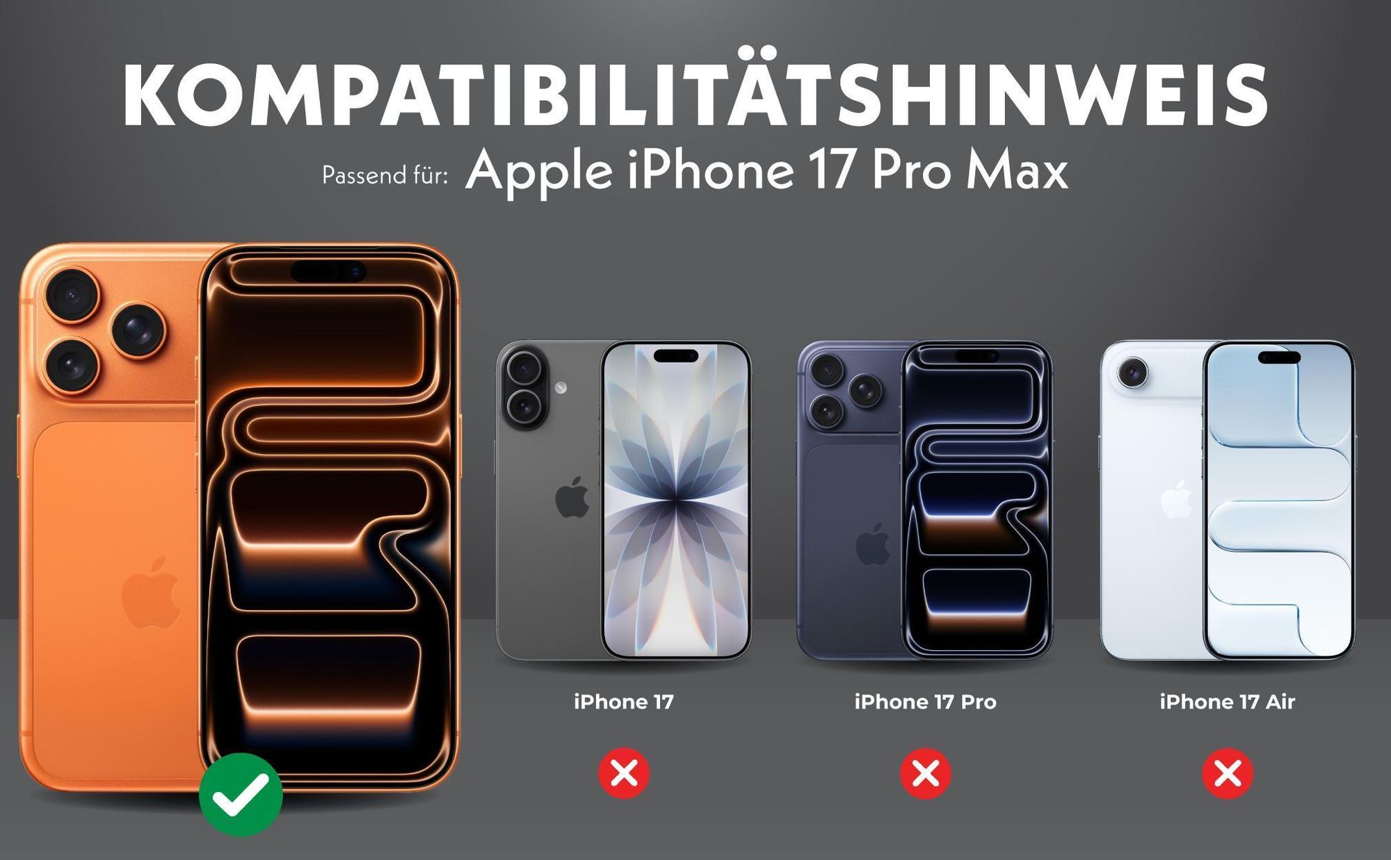 Kompatibilitätshinweise Linsenprotektoren für Apple iPhone 17 Pro Max
