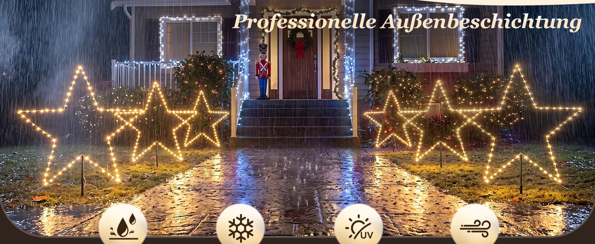 SALCAR LED Gartenstecker Sterne 30 cm, 90 LEDs, 3er Set, 8 Modi, Timer, LED Leuchtsterne, Außen Weihnachts & Gartendekoration für Garten Lighting