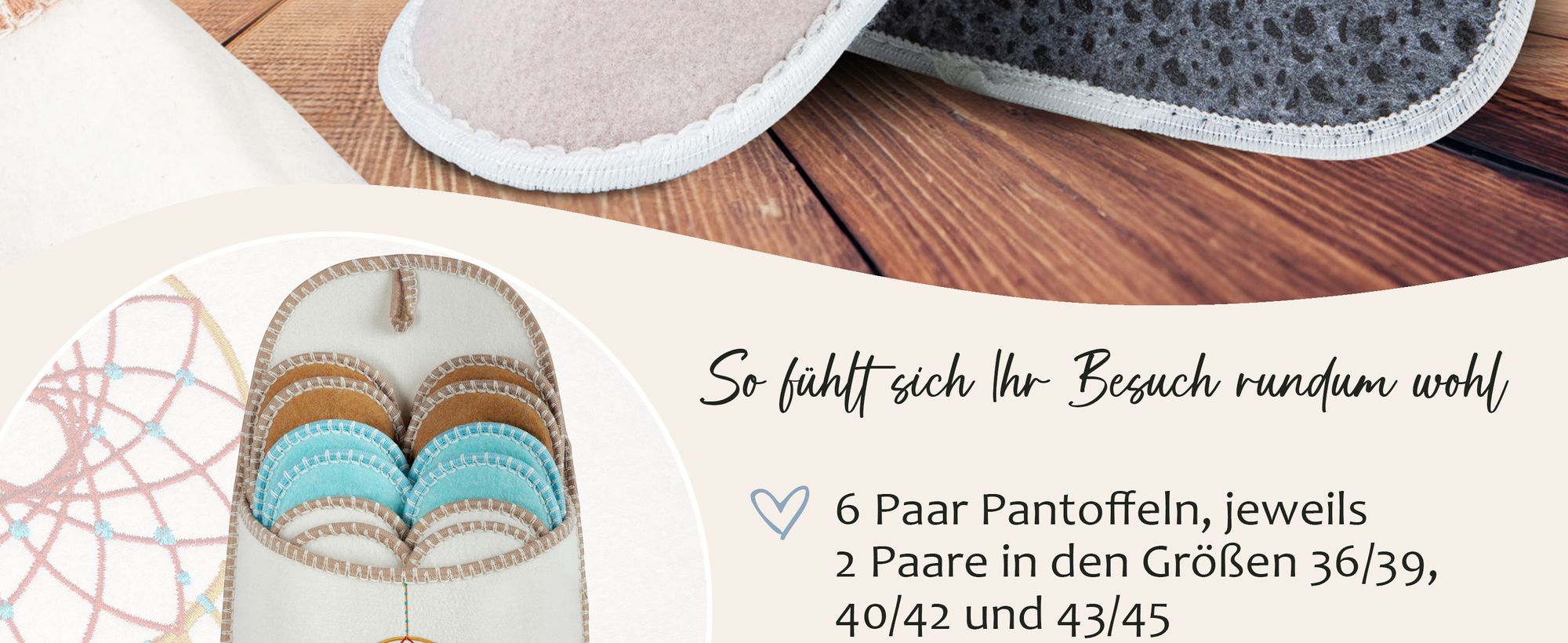 ONVAYA® ABS Gästepantoffel | Traumfänger | 6er Set | Antirutsch Sohle | Hausschuhe | Filzpantoffel | Gr. 36-45 Gästehausschuhe