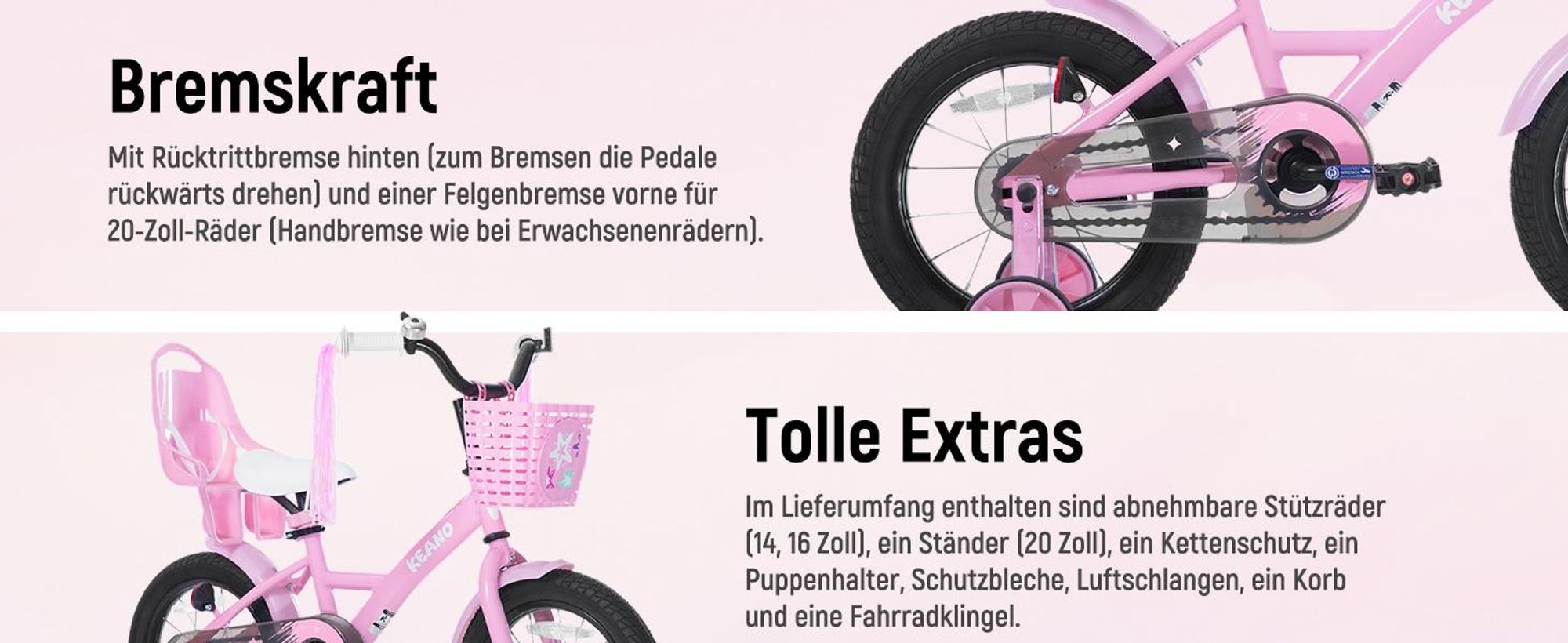 Joystar 20 Zoll Mädchenfahrrad mit Puppensitz und Korb, Kinderfahrrad mit Luftschlangen, vollständigem Kettenschutz und Schutzblechen