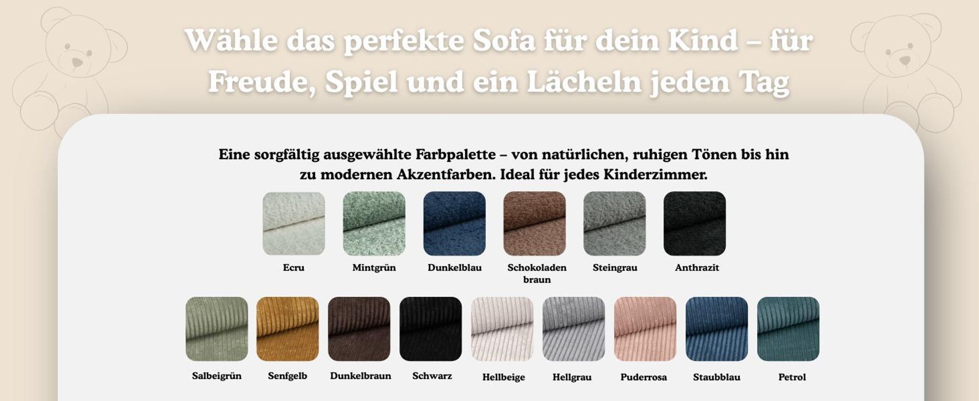 Mini Kindersessel Cord Hellgrau – Kinder Sessel mit abnehmbarem Bezug, Waschbar, Kuschelsessel für Kinder