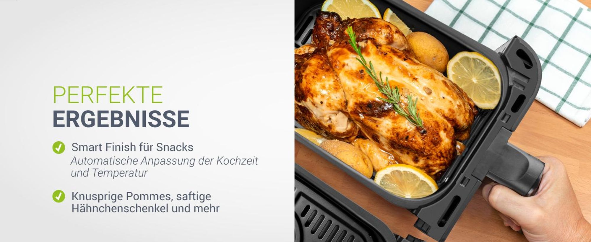 Juskys Heißluftfritteuse 9 L - 2 Kammern, Smart Finish, 9 Programme, Friteuse