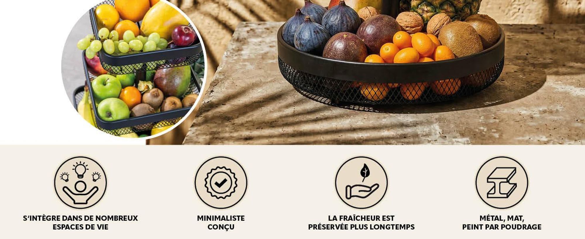 Corbeille de fruits dans la cuisine