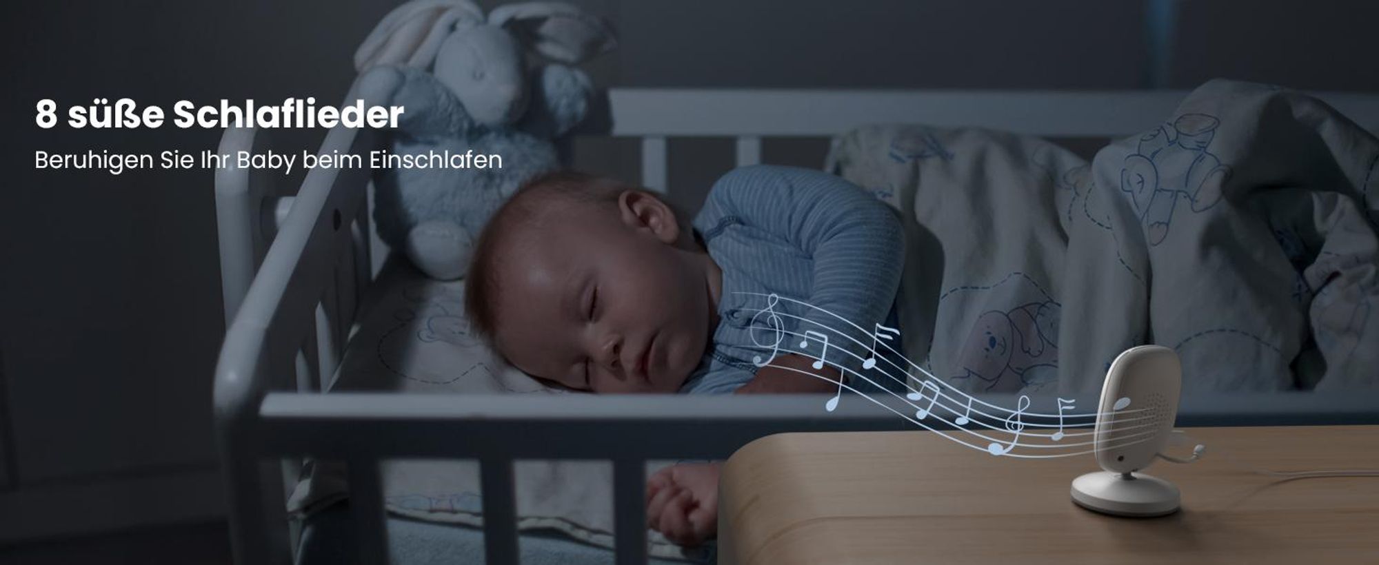 Babyphone mit Kamera 3,2 Zoll Babyphone mit Temperaturüberwachung, Zwei-Wege-Gegensprechanlage, Schlaflied, VOX