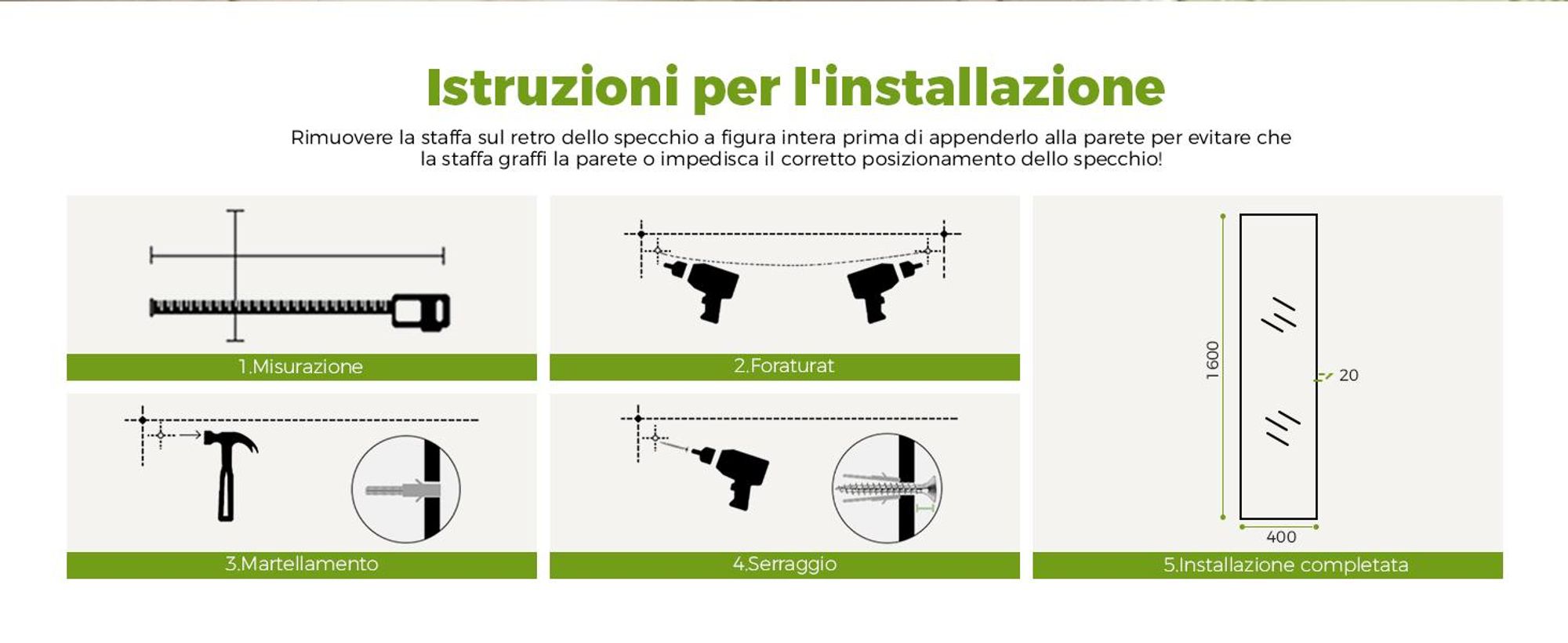 S'AFIELINA Specchio a figura intera Specchio a stelo 160 x 40 cm Cornice in metallo argento Cornice HD Grande specchio a stelo per spogliatoio/camera da letto/soggiorno