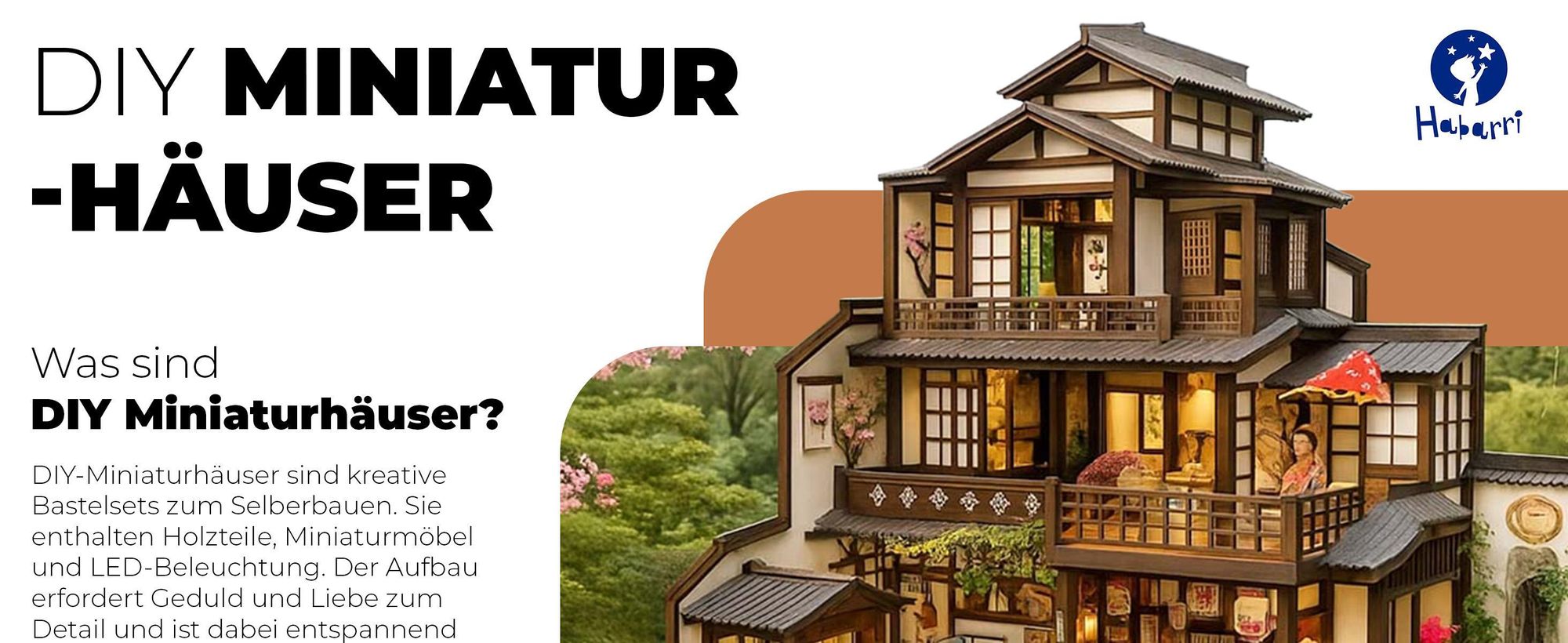 Miniaturhaus, Habarri, Puppenhaus, DIY Miniaturhaus, Holzhaus mit Möbeln, Geschenk