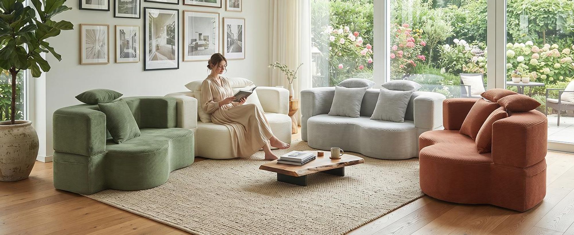 Sofa 3-Sitzer mit Schlaffunktion, 196 cm Komfortables Schlafsofa aus Cord, bis 450kg belastbar, ohne Montage, Bettcouch, Couch Gästebett, platzsparend