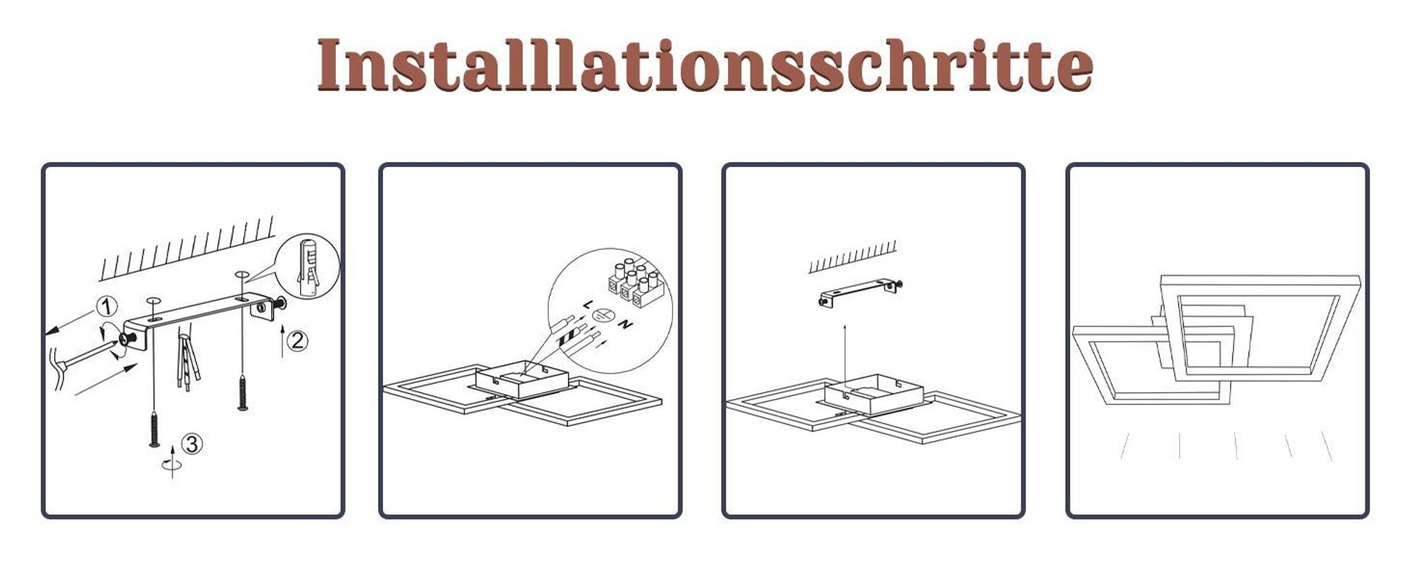 ZMH Deckenlampe LED Deckenleuchte Wohnzimmer Modern Design Küchenlampe 24W 4000K Wohnzimmerlampe Flurlampe Neutralweiß Schlafzimmerlampe Flur Deckenbeleuchtung Eckig Silber für Esszimmer Büro