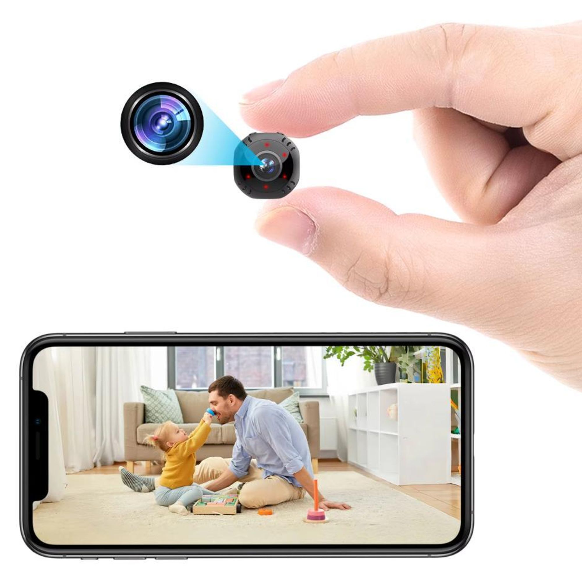 Full HD 1080p CMOS Infrarot Mini Kamera mit Nachtsicht, Bewegungserkennung und WLAN-Cloud-Speicher
