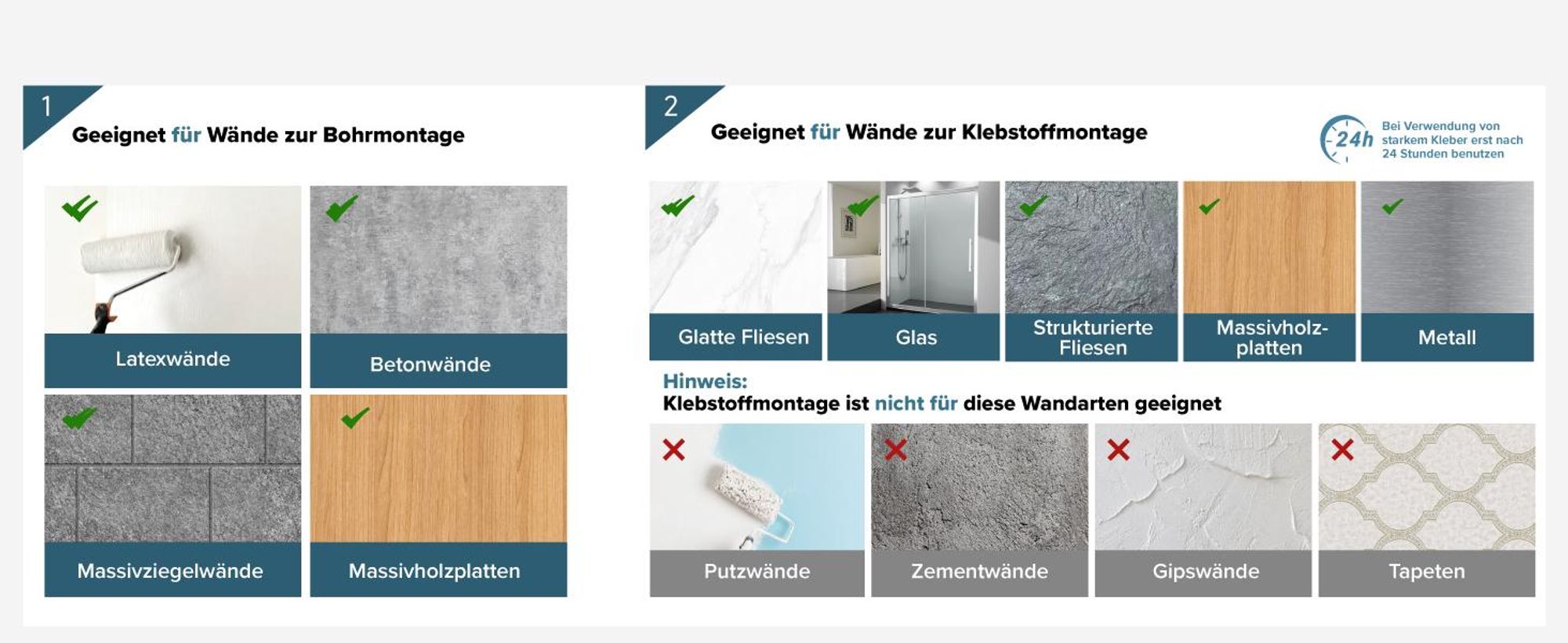 doporro Garderobenleiste mit 5 Haken, Wandgarderobe mit Garderobenhaken, Kleiderhaken Wand, Hakenleiste, selbstklebend oder zum Bohren, Weiß, Stalo-14