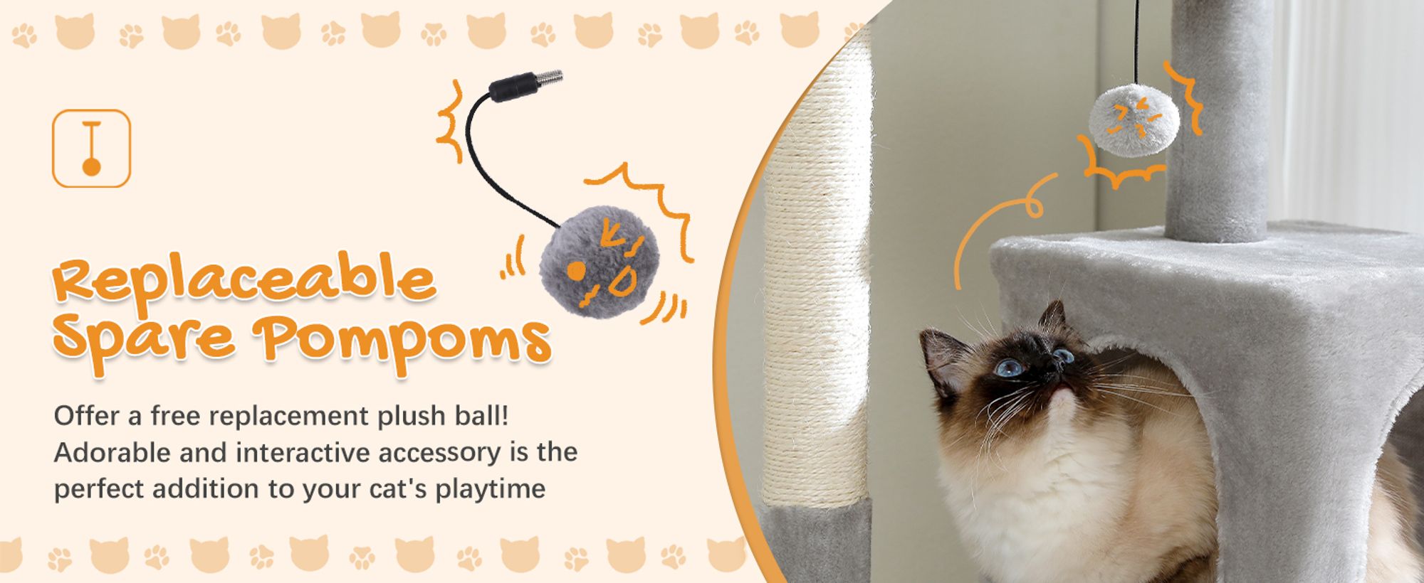 Purpurra Katzenbaum für große Katzen mit Metall Plüsch Hängematte 116cm/ 143 cm
