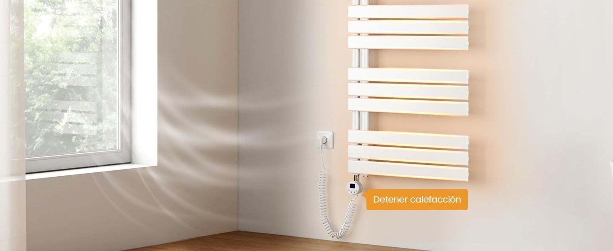 Radiateur de salle de bain EMKE électrique avecvia application Wi-Fi Thermostat Sèche-serviettes 1320 x 600 mm Blanc Porte-serviettes 800 W Sèche-serviettes