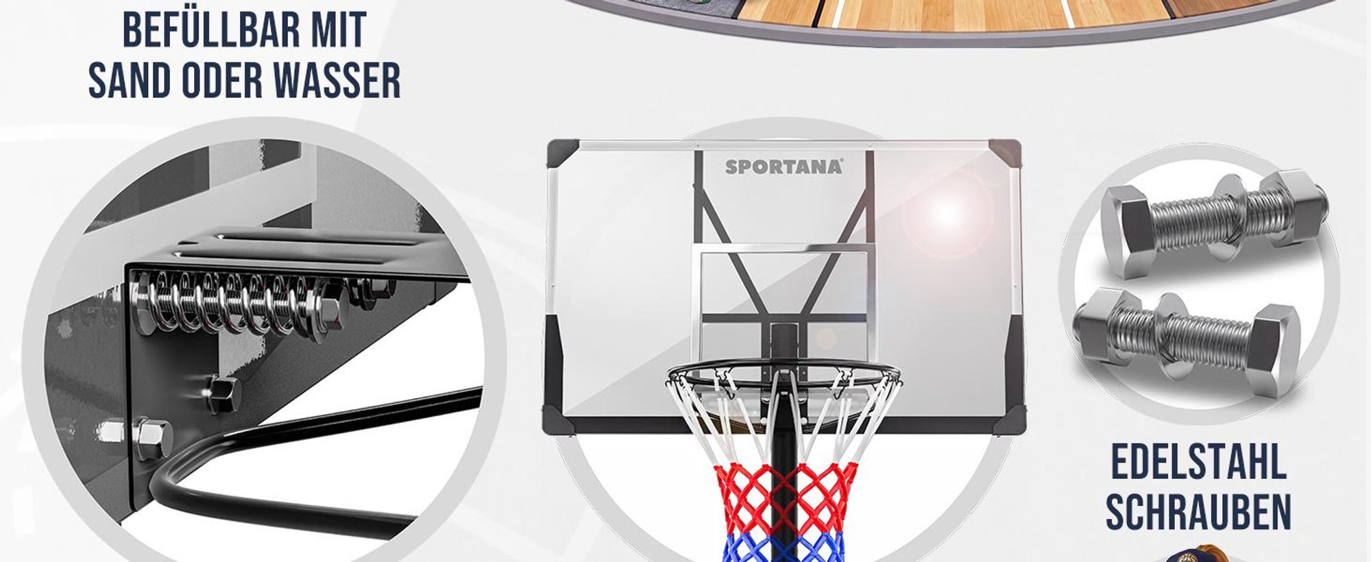 SPORTANA Basketballkorb Outdoor höhenverstellbar 135 -305 cm stabil