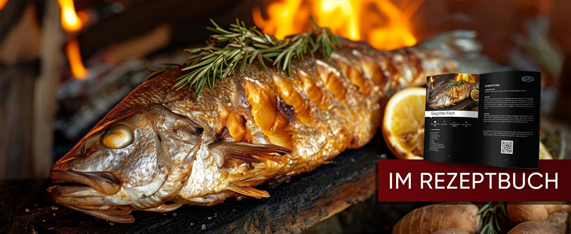Köstliches Gericht im Dutch Oven gekocht, mit aufgeschlagenem Rezeptbuch – inspiriert zum Nachkochen