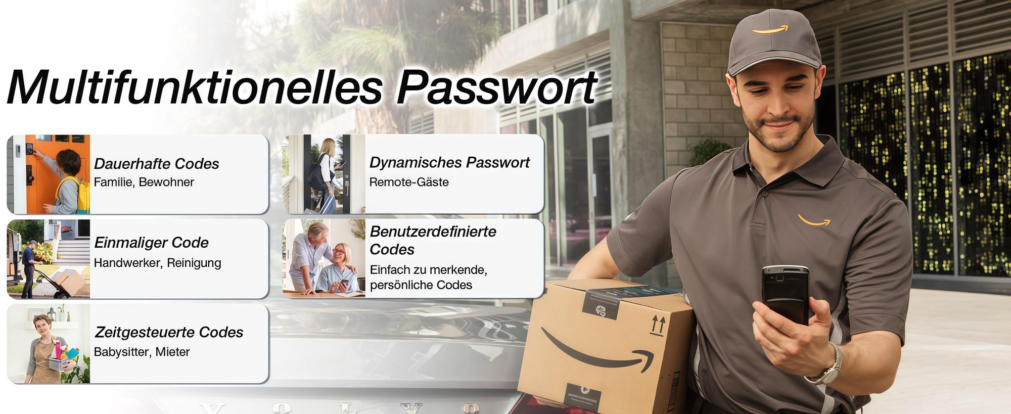 Fingerabdruck Smart Lock, Elektronisches Türschlos Haustürschloss, Zylinder 35-70mm, öffnen mit Tuya APP, Fingerabdruck, PIN-Code, RFID, Notschlüssel