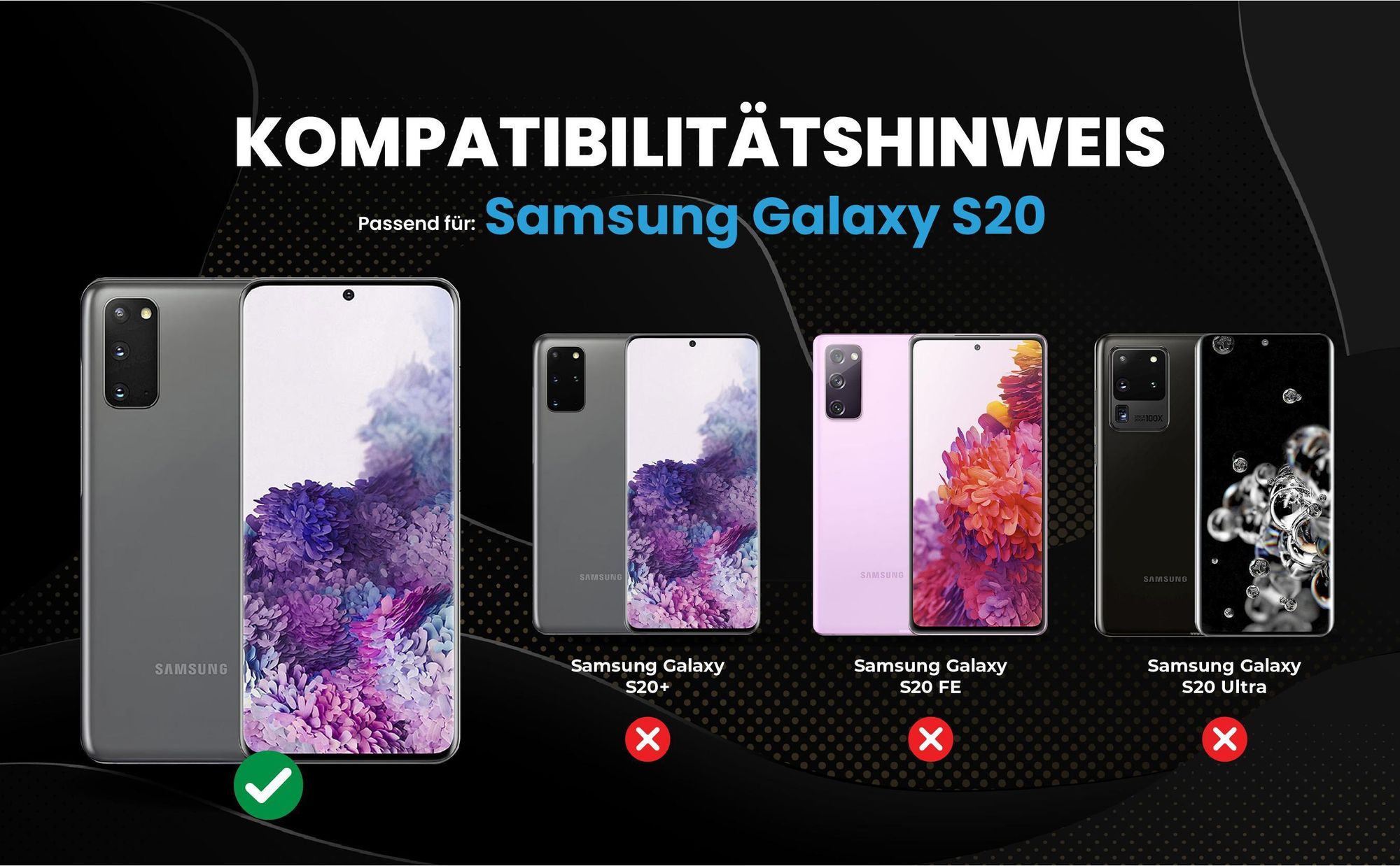 Kompatibilitätshinweise Hülle für Samsung Galaxy S20