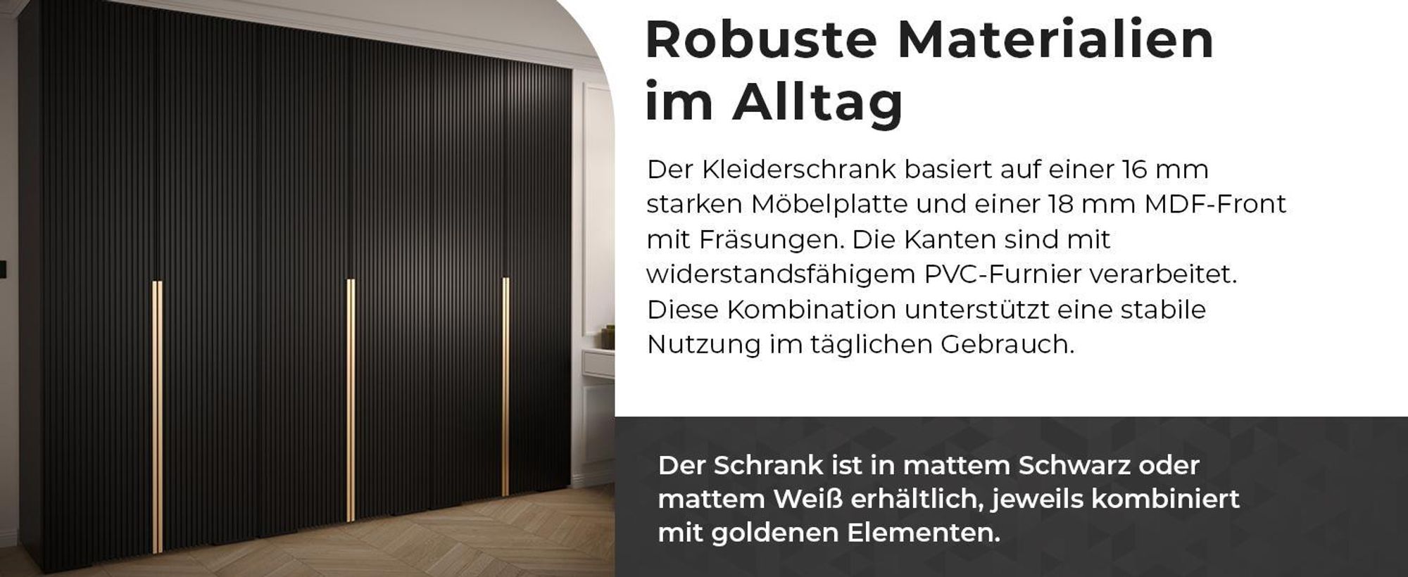 Kryspol - Kleiderschrank Schwarz, 2 Tür, 1 Modul 100x236,7x47cm, Manhattan Ryfel 5
