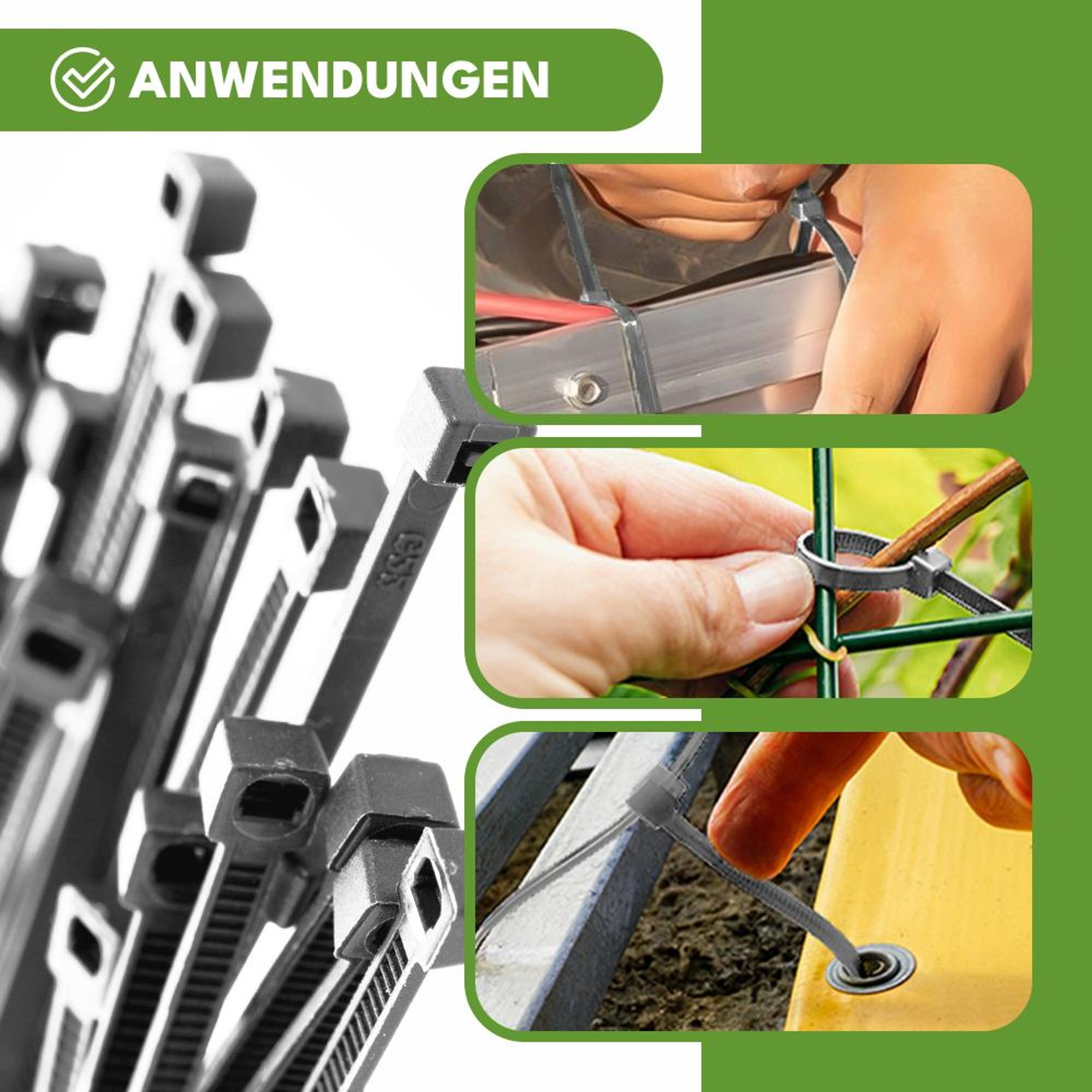 KRUMAD Kabelbinder Set 100 Stück 4x150 mm Grau, Reißfest & UV-Beständig, Vielseitige Kabelbinder für Kabelmanagement, Haushalt, Garten & Werkstatt