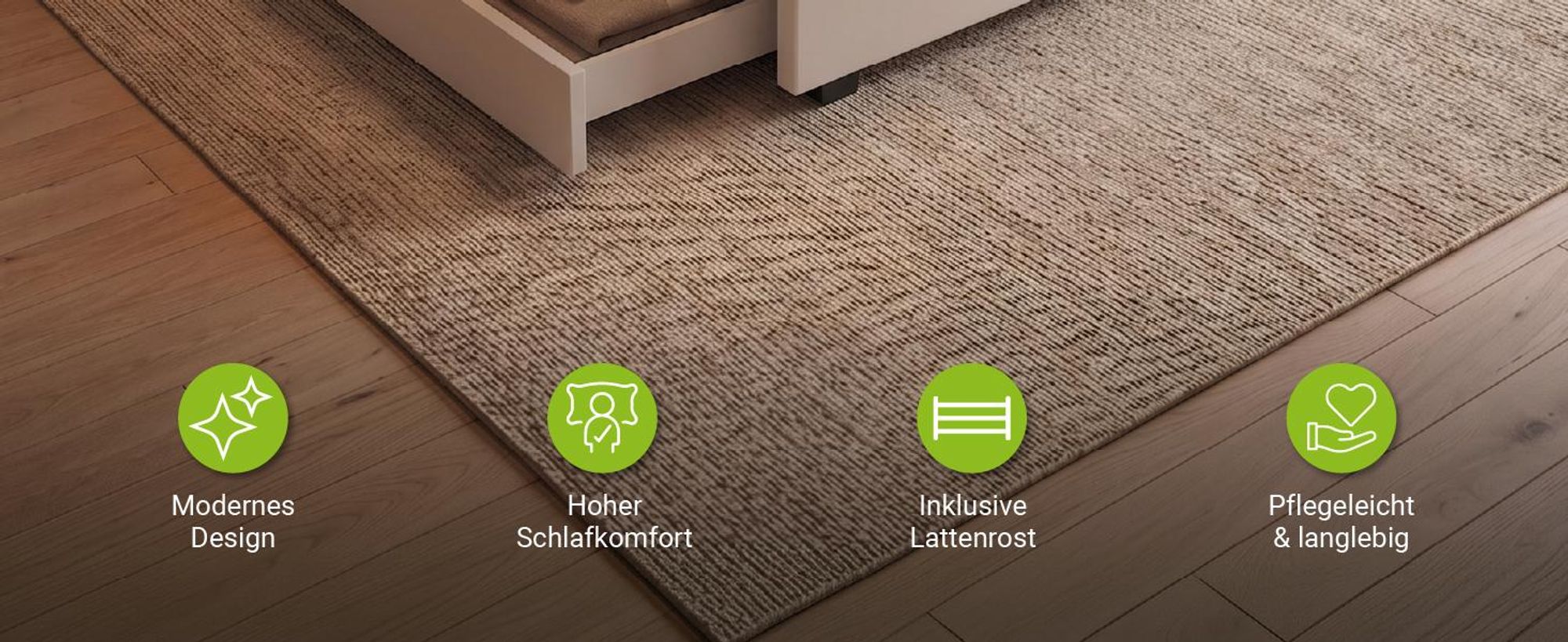 Juskys Polsterbett Lyon 180 x 200 cm weiß – Bettgestell mit Lattenrost, Bettkasten & LED Beleuchtung  – Kunstleder & Holz – Bett Doppelbett