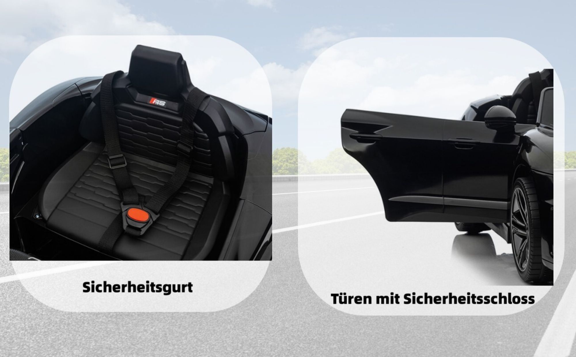 Türen mit Sicherheitsgurten und Sicherheitsschlössern ausgestattet