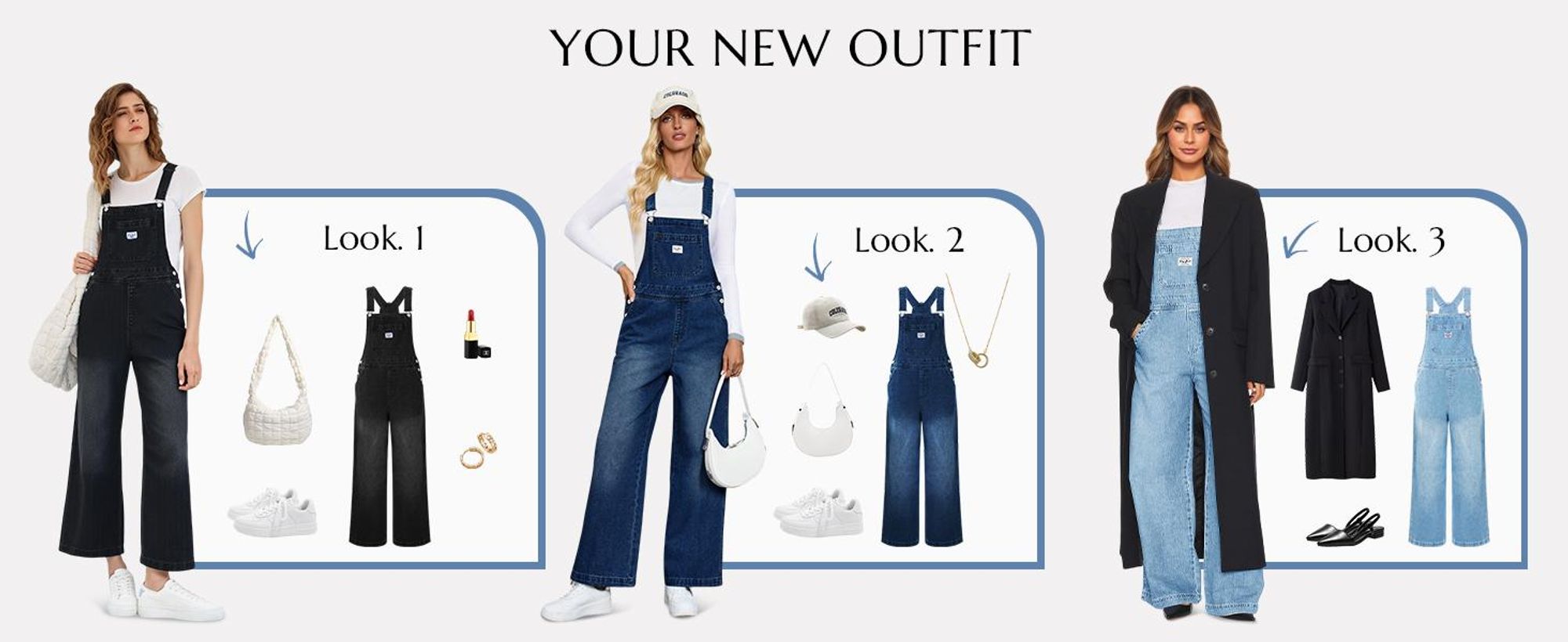 Damen-Jeans-Latzhose – Verstellbare Schulterträger, weites Bein, bequeme Passform