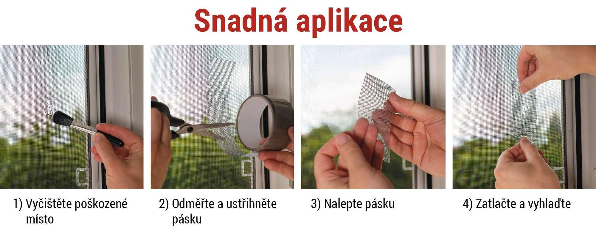 EMOS opravná lepicí páska na sítě proti hmyzu, role 2 m, 5 cm x 1 mm, samolepicí, odolná proti UV záření, průhledná, F6210