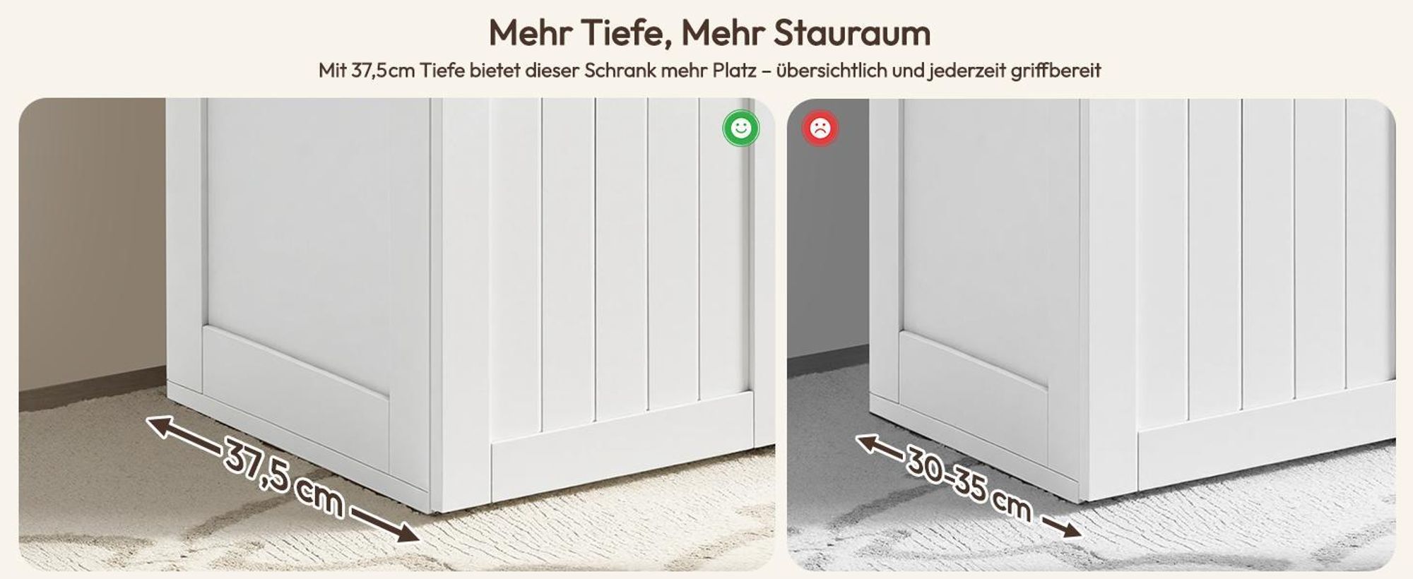 Yaheetech 175,5 cm H Mehrzweckschrank 37,5 cm tiefer Besenschrank für Staubsauger, Vorratsschrank Aufbewahrungsschrank mit 4 Türen, Weiß